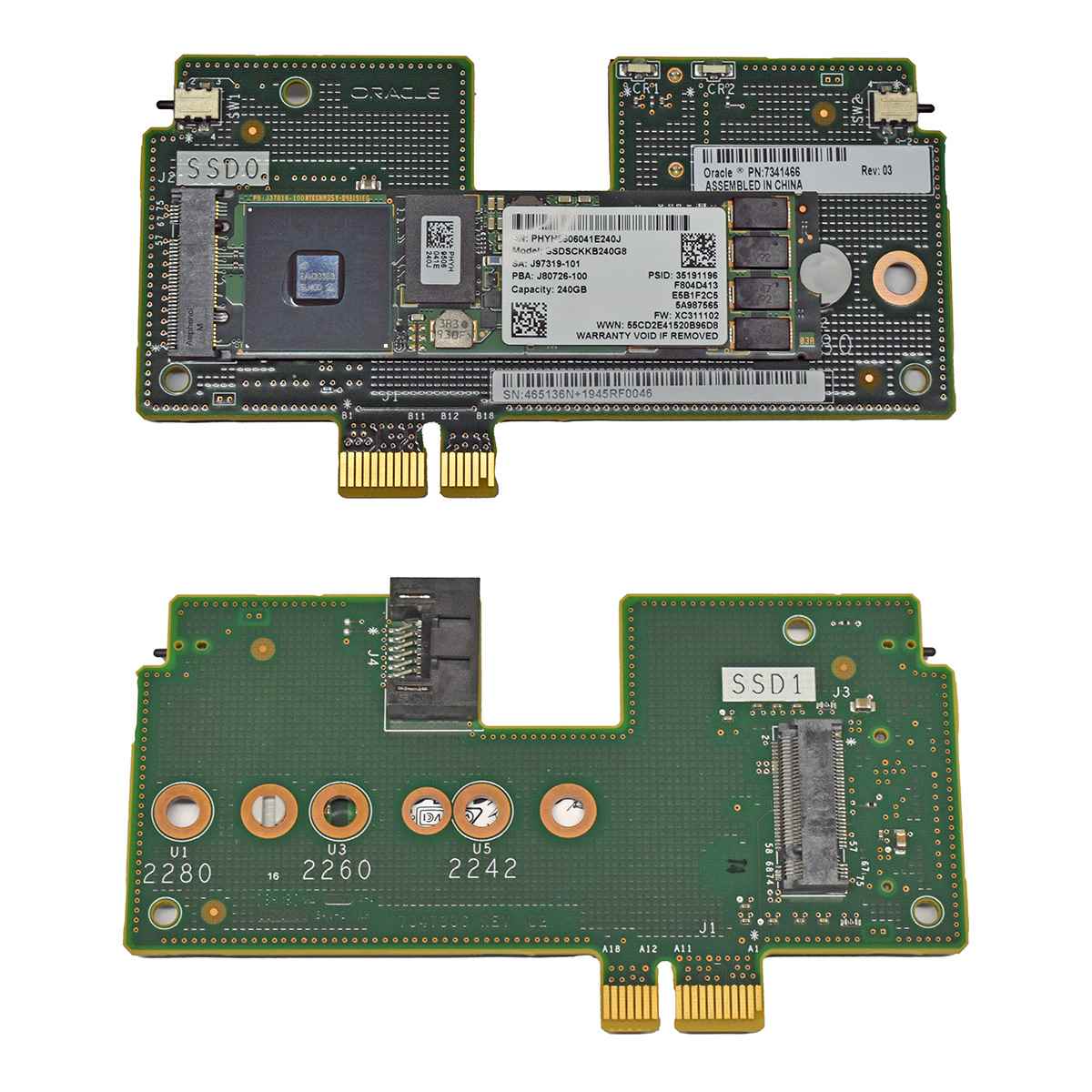 Oracle Intel SSDSCKKB240G8 240GB M.2 SSD with 7341466 Carrier Board Oracle Intel SSDSCKKB240G8 240GB M.2 SSD with 7341466 Carrier Board