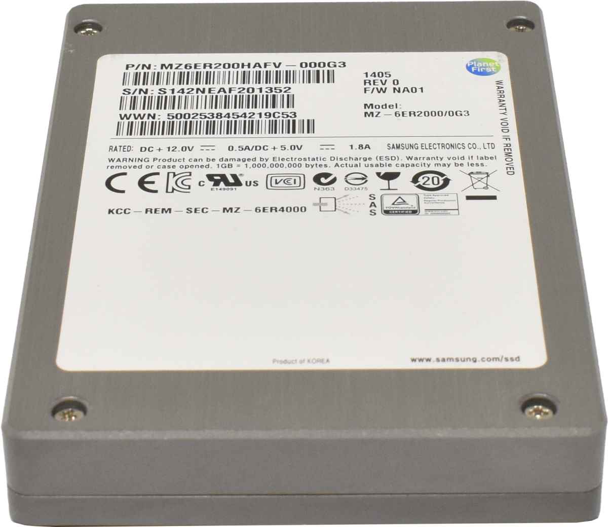 Samsung 200GB 2.5 6G SAS SSD MLC MZ-6ER2000 MZ6ER200HAFV 512Bytes Server Storage