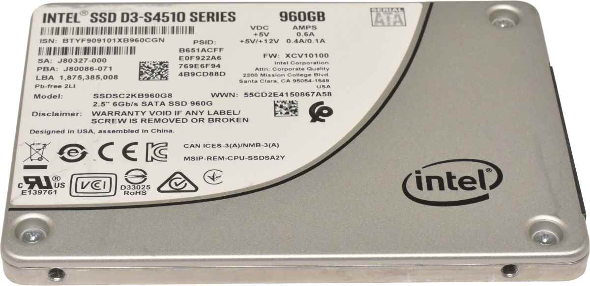 Intel SSD D3-S4510 Series 960GB 2.5" 6G SATA SSDSC2KB960G8 Intel SSD D3-S4510 Series 960GB 2.5" 6G SATA SSDSC2KB960G8