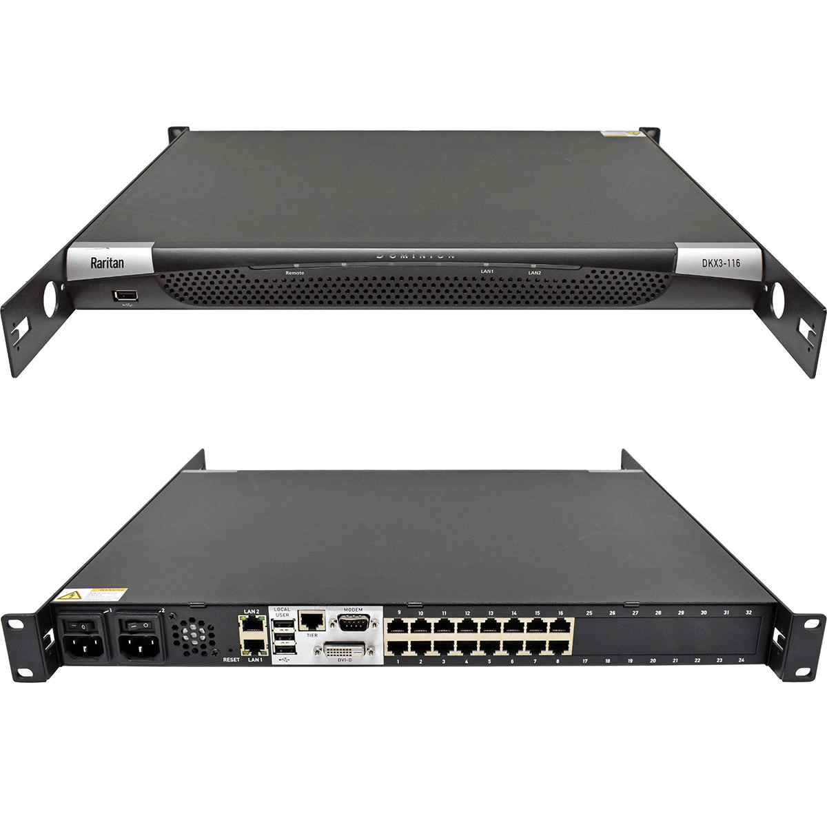 Raritan Dominion DKX3-116 16-Port KVM-over-IP Switch +Rack Ears Raritan Dominion DKX3-116 16-Port KVM-over-IP Switch +Rack Ears