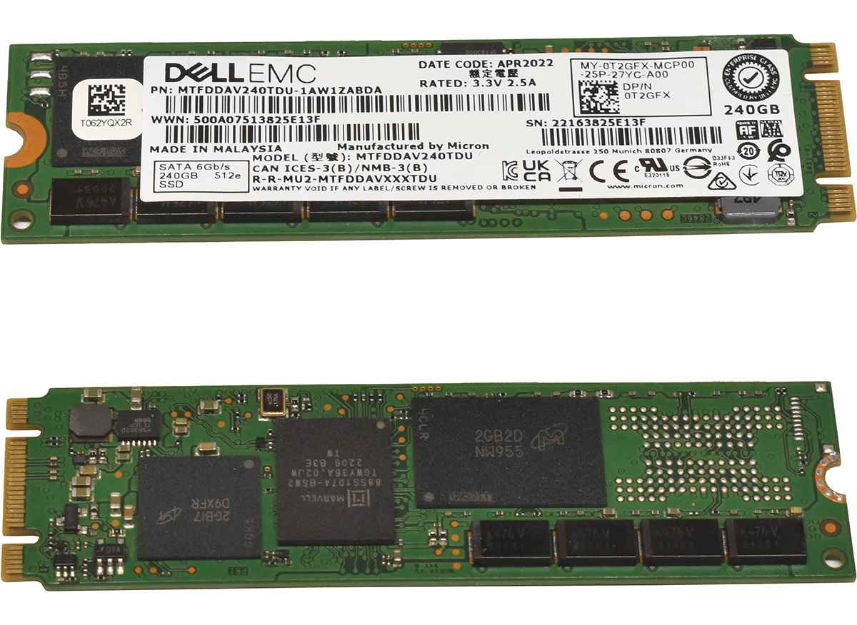 Dell EMC SSD 240GB SATA III M.2 6Gbs 512e MTFDDAV240TDU 0T2GFX Dell EMC SSD 240GB SATA III M.2 6Gbs 512e MTFDDAV240TDU 0T2GFX