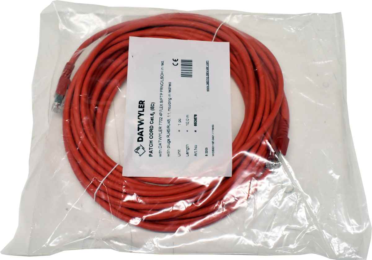 Dätwyler 10m 653676 Copper Patch Cord RJ-45 Cat.6A IEC red NEW NEU Dätwyler 10m 653676 Copper Patch Cord RJ-45 Cat.6A IEC red NEW NEU