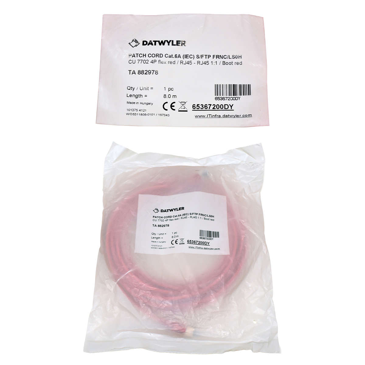 Dätwyler-8m-65367200DY-Copper-Patch-Cord-RJ-45-Cat-001.jpg Dätwyler 8m 65367200DY Copper Patch Cord RJ-45 Cat.6A IEC red NEW NEU