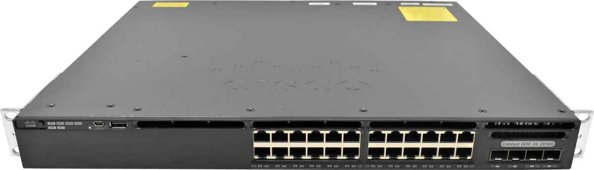 Cisco Catalyst WS-C3650-24TD-S 24-Port RJ-45 GE Switch 2x 10G SFP+ 2x 1G SFP +Rack Ears 1x PSU Cisco Catalyst WS-C3650-24TD-S 24-Port RJ-45 GE Switch 2x 10G SFP+ 2x 1G SFP +Rack Ears 2x PSU