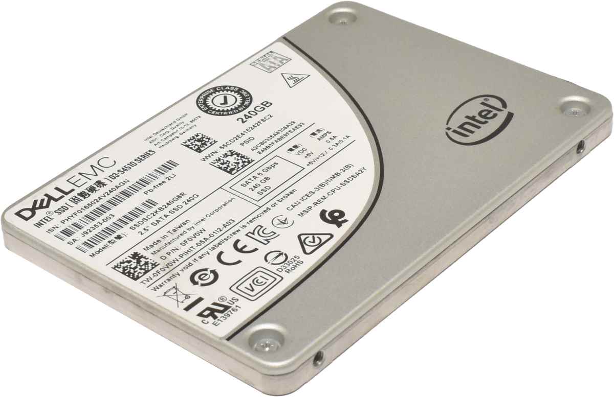 Dell EMC Intel SSD D3-S4510 Series 240GB 2.5" 6G SATA SSD SSDSC2KB240G8R 0F0V0W