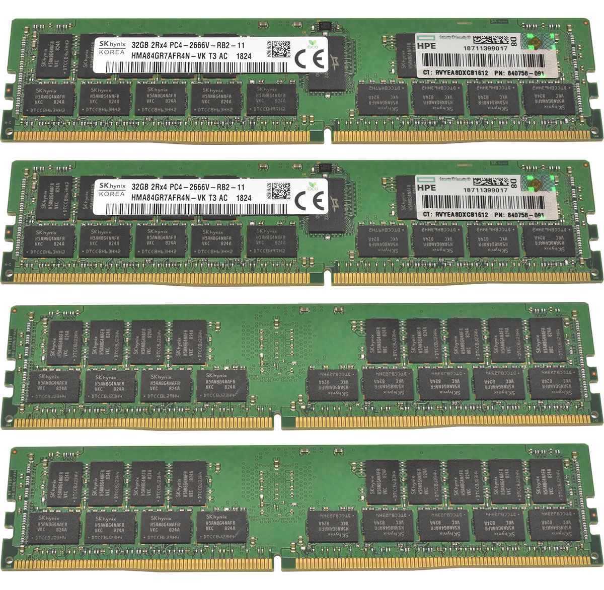 128GB HP SKhynix 4x32GB 2Rx4 PC4-2666V DDR4 RAM HMA84GR7AFR4N-VK 840758-091 G10