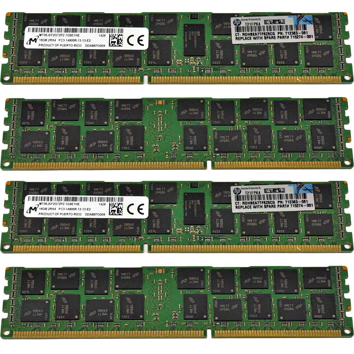 32 GB HP Micron 2x 16 GB PC3-14900R 2Rx4 RAM REG ECC DDR3 MT36JSF2G72PZ-1G9E1 712383-081