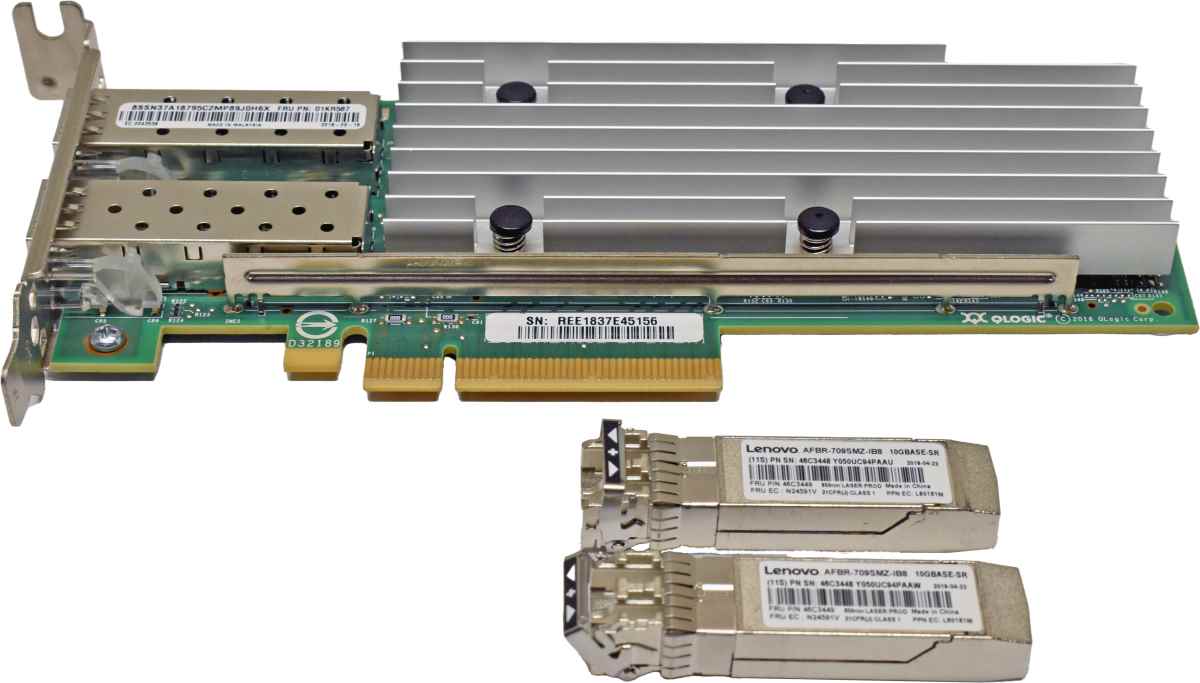 Lenovo QLogic QL41262 01KR587 Dual-Port 10Gb Adapter 4150X SFP28 Low Profile Lenovo QLogic QL41262 01KR587 Dual-Port 10Gb Adapter 4150X SFP28 Low Profile
