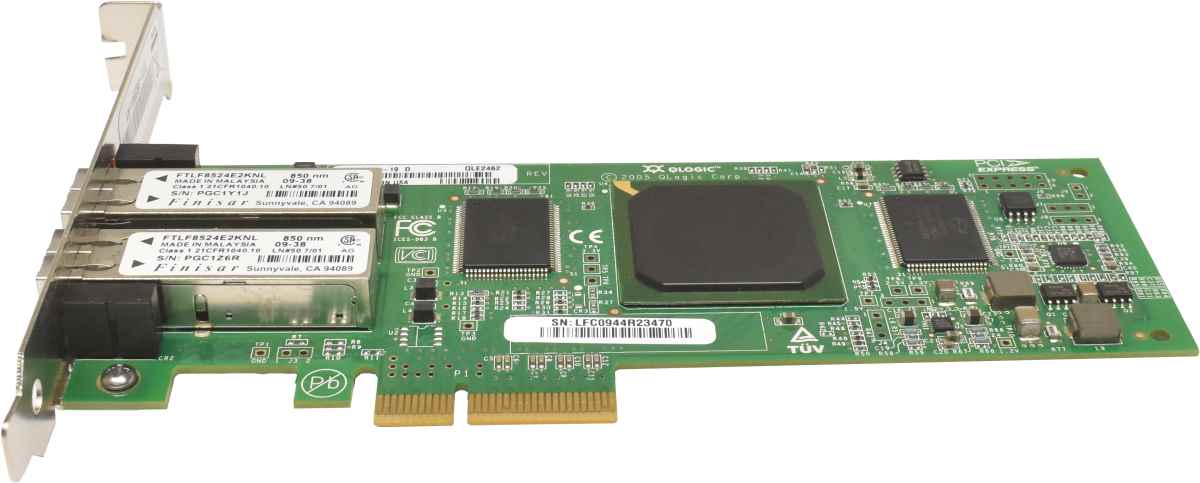 QLogic NetApp QLE2462 FC Dual-Port 4GBit PCIe x4 Host Bus Adapter PX2510401-19 D 111-00204 FP
