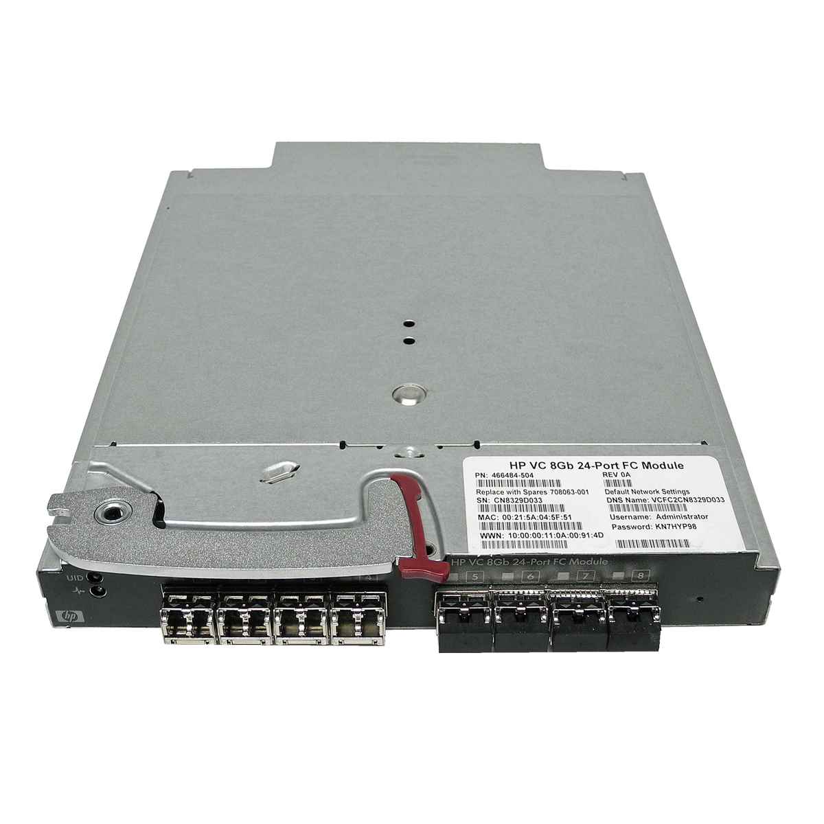 HP VC 8Gb 24-Port FC Module HP c-Class 466484-504 708063-001 + 8x AJ716B SFP+ HP BladeSystem c7000 Onboard Administrator Module 708046-001 459526-001 mit KVM Option