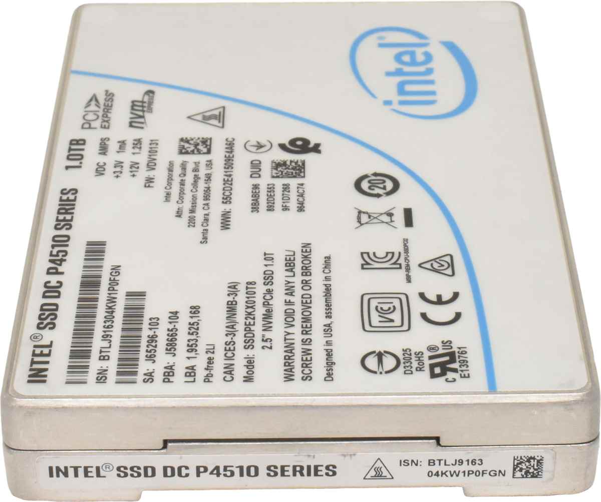 Intel SSD DC P4510 Series 1TB 2.5" NVMe / PCle SSDPE2KX010T8 Intel SSD DC P4510 Series 1TB 2.5" NVMe / PCle SSDPE2KX010T8
