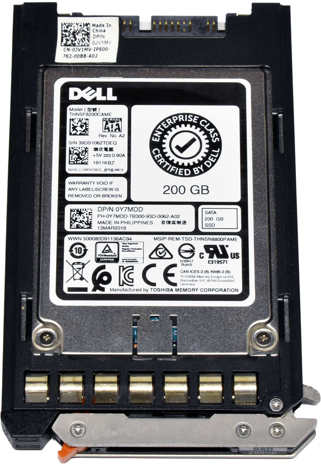 Dell Toshiba 200GB 0Y7MDD THNSF8200CAME 1.8" 6G SATA SSD PowerEdge M830 M630 M430 Blade