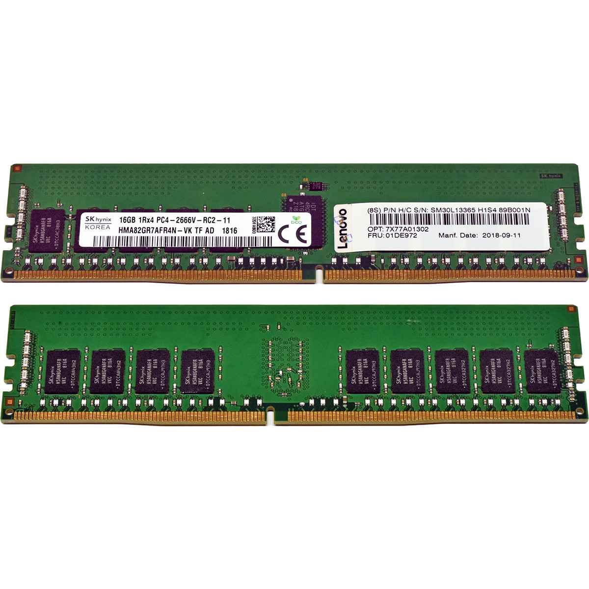 Lenovo SKhynix 16GB 1Rx4 PC4-2666V-RC2 DDR4 RAM 01DE972 HMA82GR7AFR4N-VK