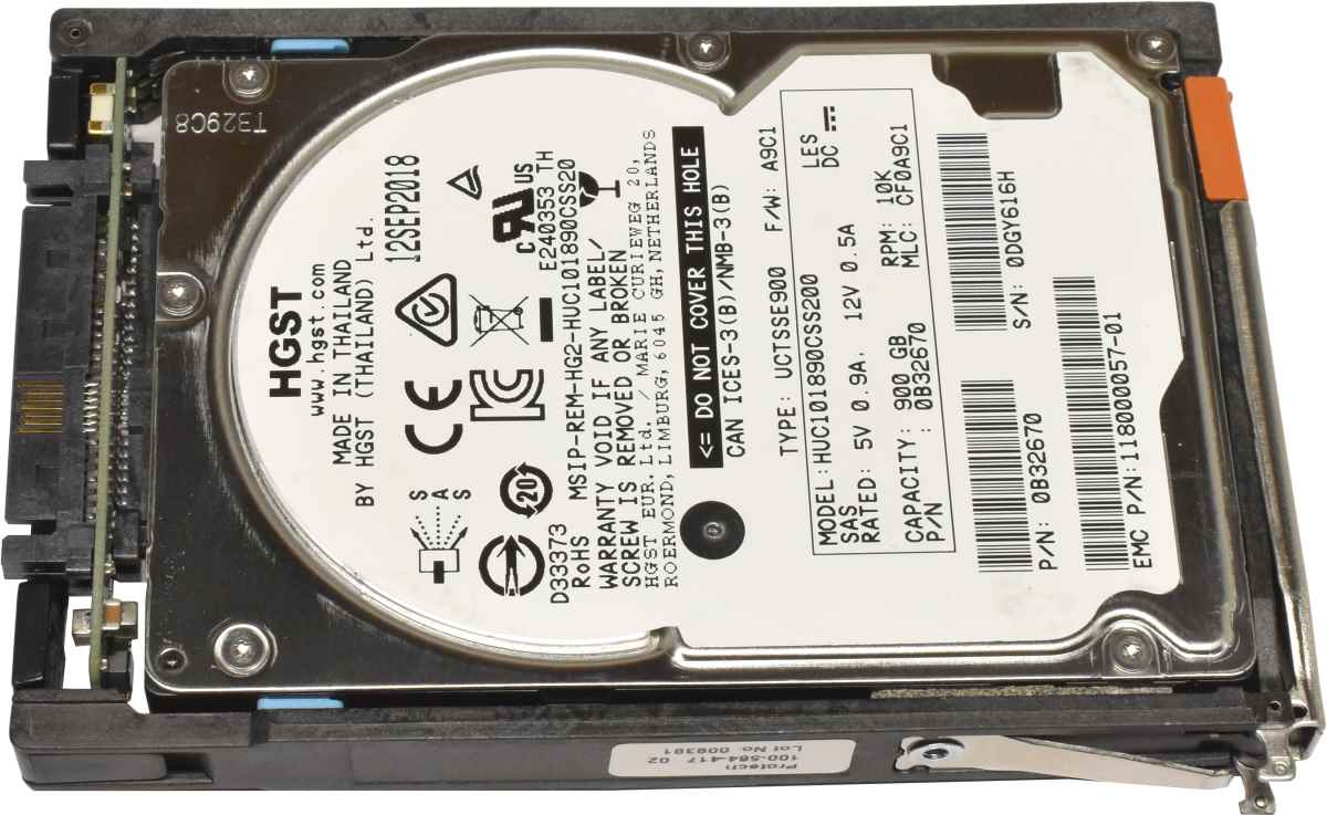 EMC HGST 900GB 2.5" 10K 6G SAS HDD Festplatte HUC101890CSS200 0B32670 118000057-01 mit EMC Rahmen EMC HGST 900GB 2.5" 10K 6G SAS HDD Festplatte HUC101890CSS200 0B32670 118000057-01 mit EMC Rahmen