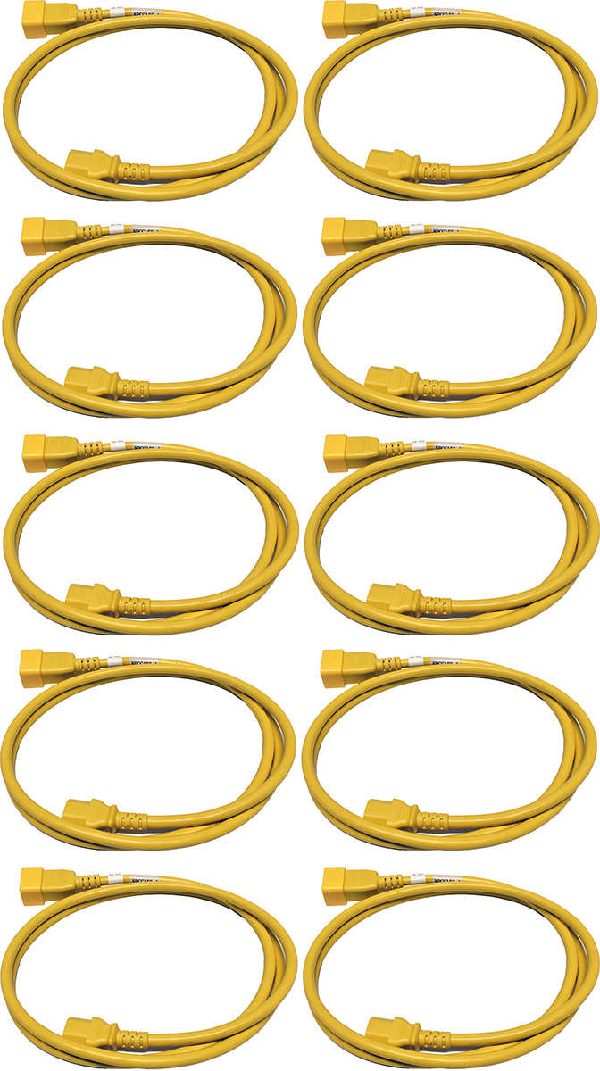 10x Panduit Netzkabel C20 C13 Power Kabel Gelb 1,8m 16A 250V Verlängerung NPCC19X-1