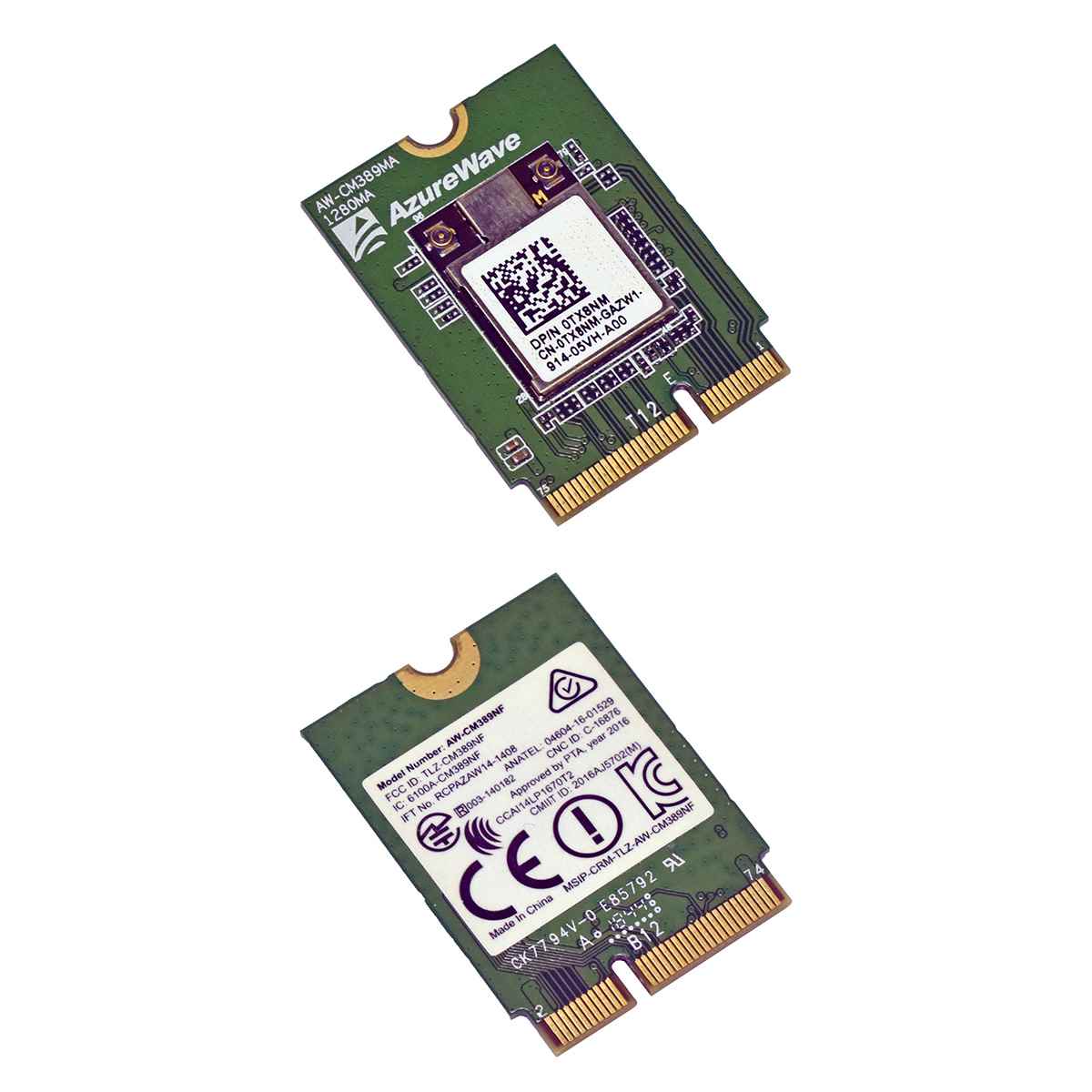 Dell AzureWave AW-CM389MA 0TX8NM Dual Band 802.11a/b/g/n/ac W-Lan Adapter Dell AzureWave 0TX8NM Dual Band 802.11a/b/g/n/ac AW-CM389MA W-Lan Adapter