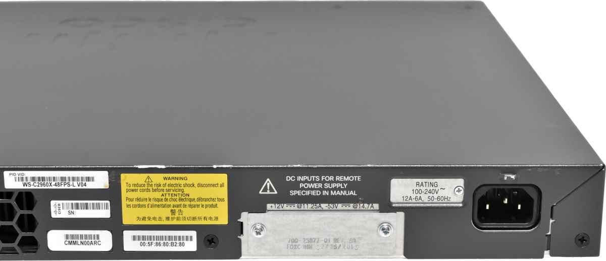 Cisco WS-C2960X-48FPS-L 48-Port PoE+ RJ-45 GE Switch 4x SFP Cisco WS-C2960X-48FPS-L 48-Port PoE+ RJ-45 GE Switch 4x SFP