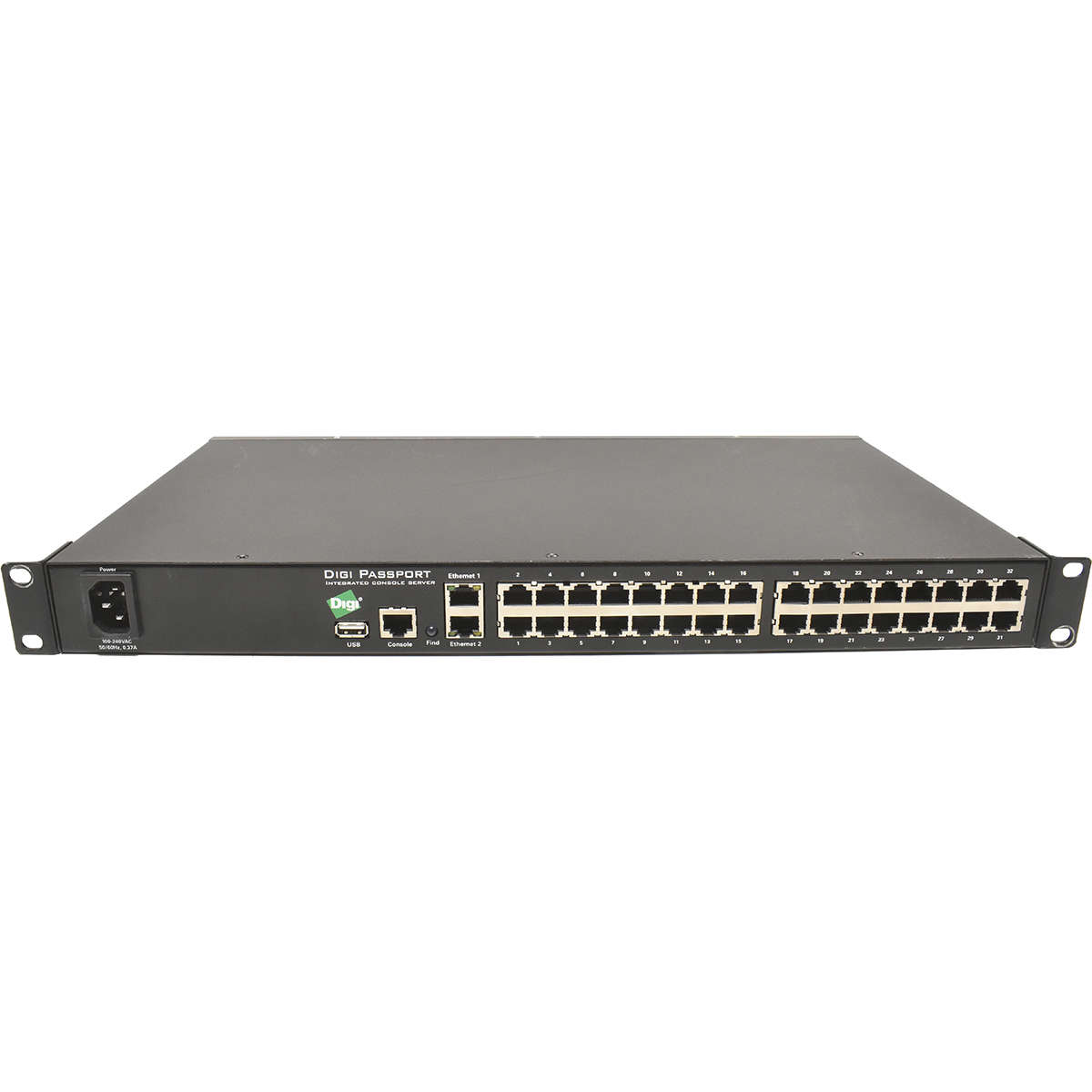 Digi-Passport-32-Integrated-Console-Server-32-Port-001.jpg Digi Passport 32 Integrated Console Server 32-Ports RJ-45 100Mbits 1P 50001351-01 Rack Ears