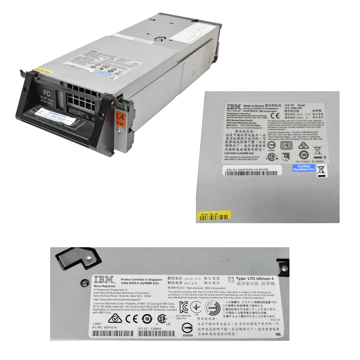 IBM 3588-F4A LTO Ultrium 4 FC 4Gb/sec 800GB Fibre Bandlaufwerk 35P2326 35P2508 95P4516 für System Storage TS3500 IBM 3588-F4A LTO Ultrium 4 FC 4Gb/sec 800GB Fibre Bandlaufwerk 35P2326 35P2508 95P4516 für System Storage TS3500