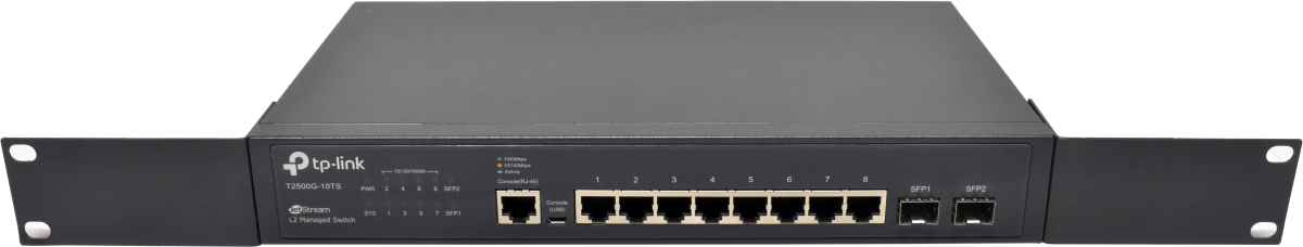 TP-Link T2500G-10TS (TL-SG3210) JetStream 8-Port RJ-45 GE L2 Managed Switch 2x SFP Rack Ears