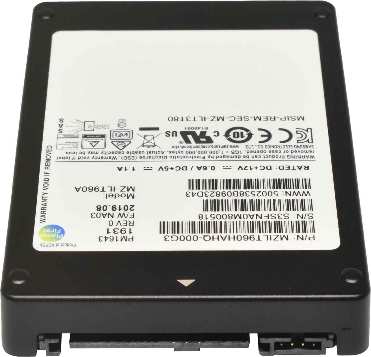 Samsung PM1643 960GB 2.5" 12G SAS SSD MZ-ILT960A MZILT960HAHQ-000G3 512 Bytes