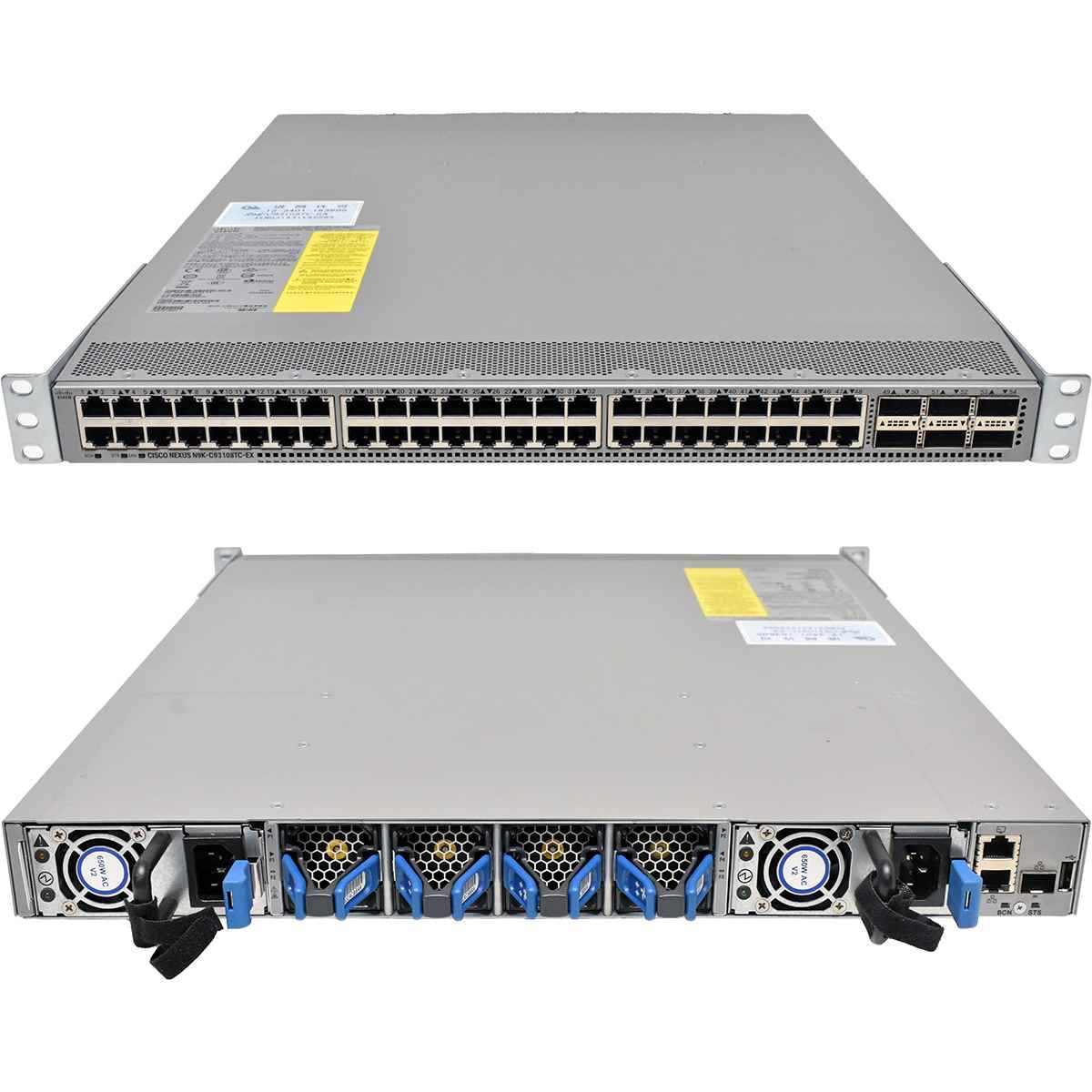 Cisco Nexus N9K-C93108TC-EX 48-Port RJ-45 10 GE Switch 6x 100G QSFP28 +Rack Ears blue FANs Cisco Nexus N9K-C93108TC-EX 48-Port RJ-45 10 GE Switch 6x 100G QSFP28 +Rack Ears blue FANs