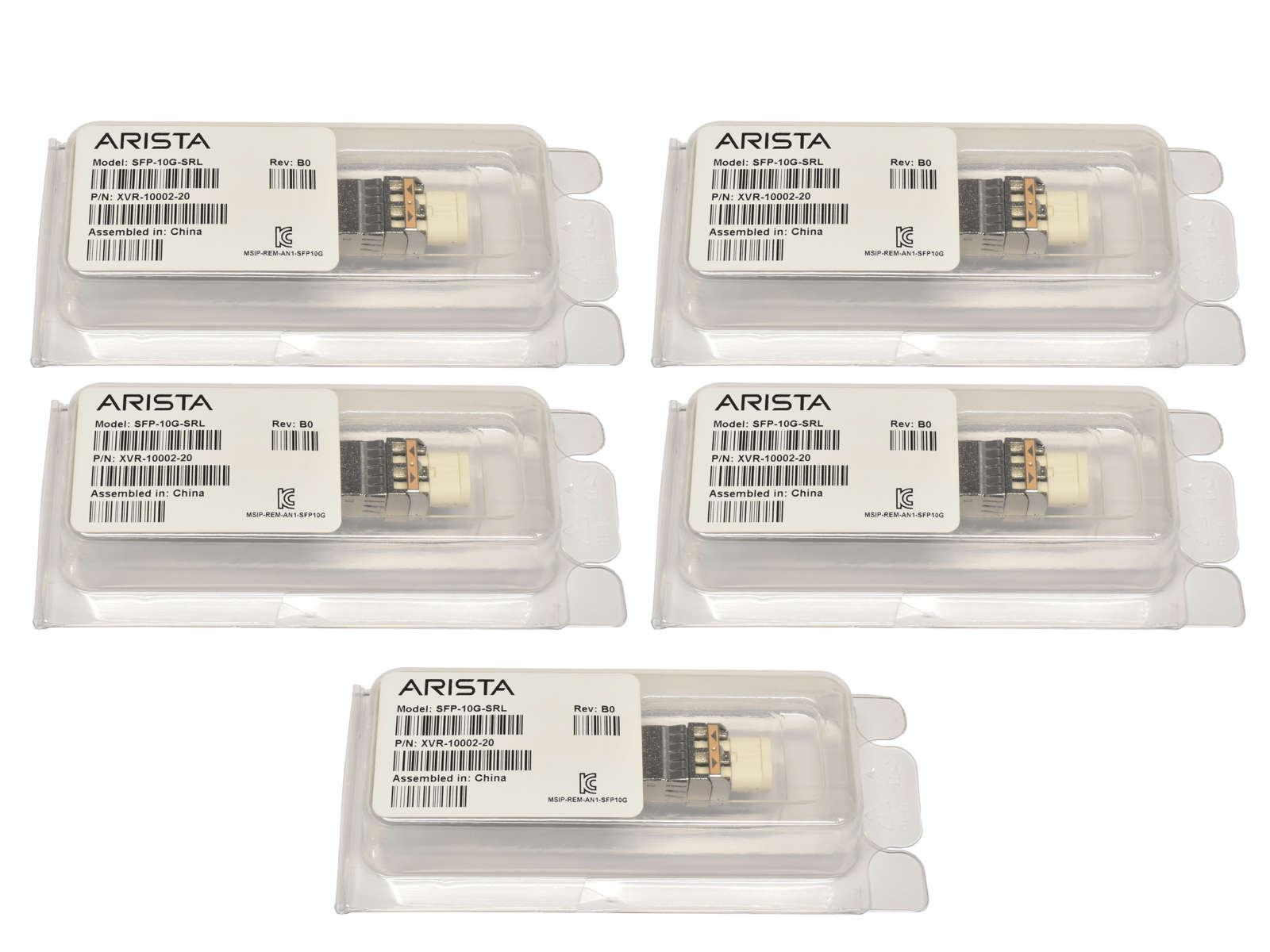 5x-Arista-Original-GBIC-SFP-10G-SRL-10Gbps-SFP-850-001.jpg 5x Arista Original GBIC SFP-10G-SRL 10Gbps SFP+ 850nm 100m XVR-10002-20 Rev: B0 Neu