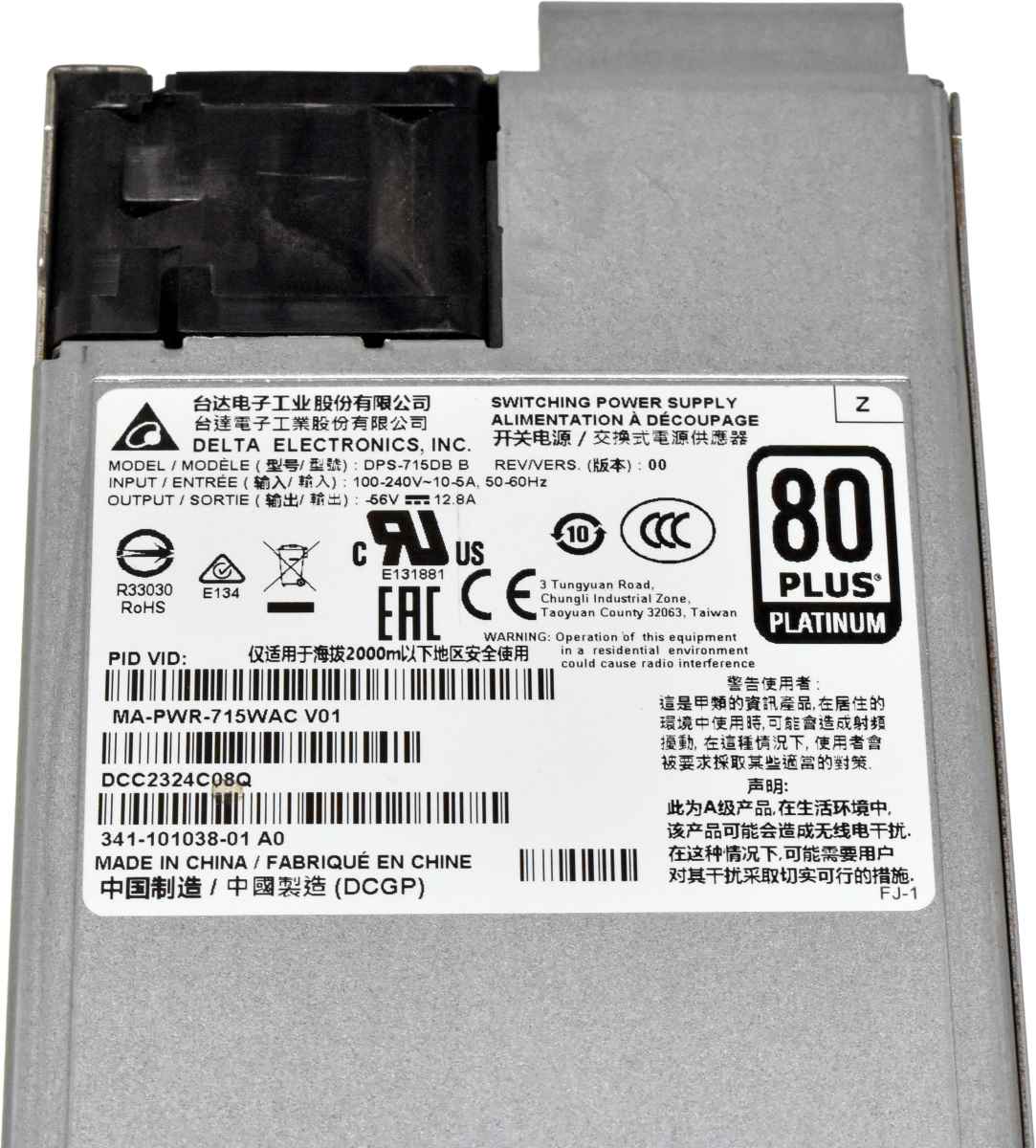 Cisco Meraki Delta DPS-715DB B 715W PSU MA-PWR-715WAC 341-101038-01 Cisco Meraki Delta DPS-715DB B 715W PSU MA-PWR-715WAC 341-101038-01