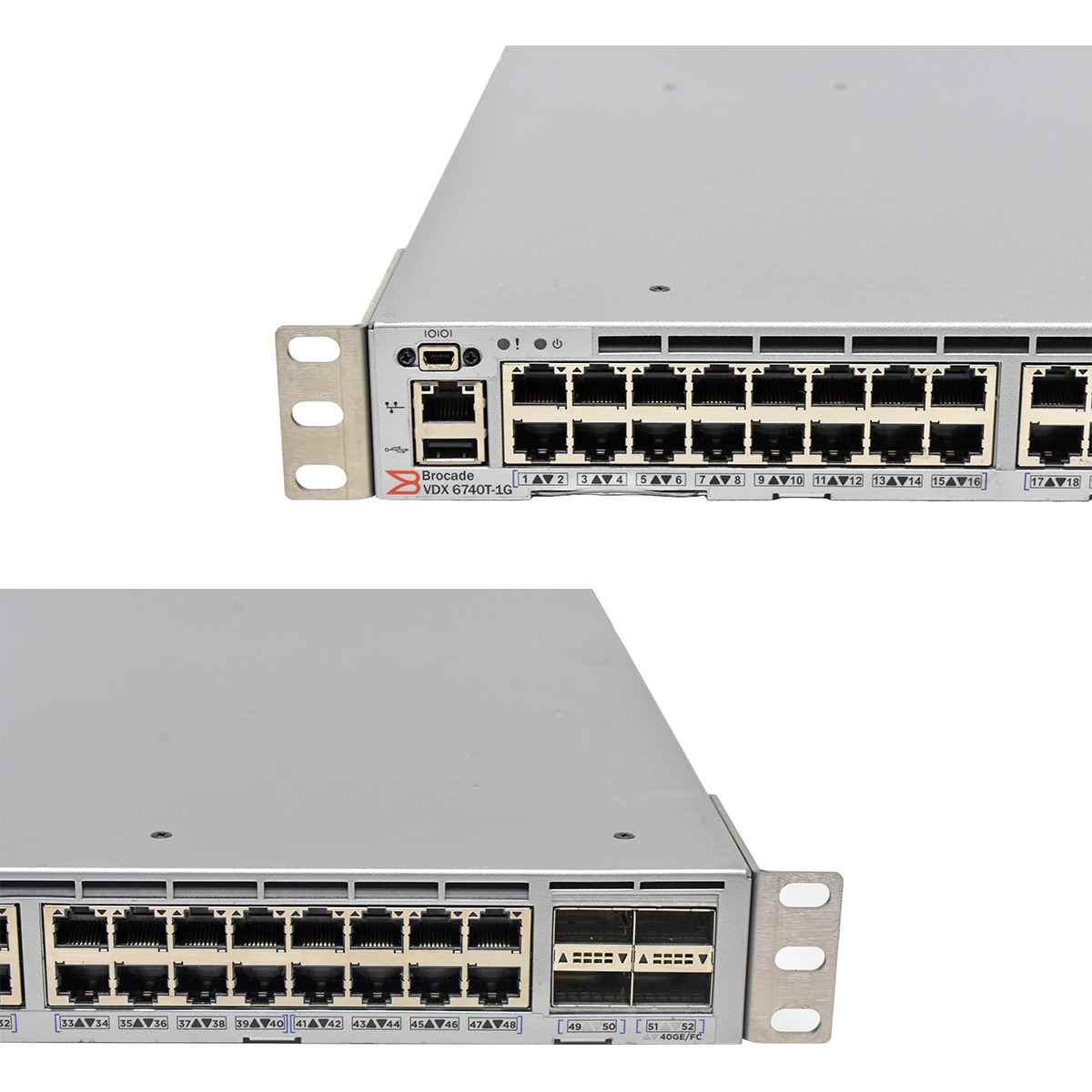 Brocade VDX 6740T-1G XBR-VDX6740T-56-1G-F 48-Port RJ-45 10GE Switch 4x 40G QSFP+ Rack Ears Brocade VDX 6740T-1G BR-VDX6740T-56-1G-F 48-Port RJ-45 10GE Switch 4x 40G QSFP+ Rack Ears
