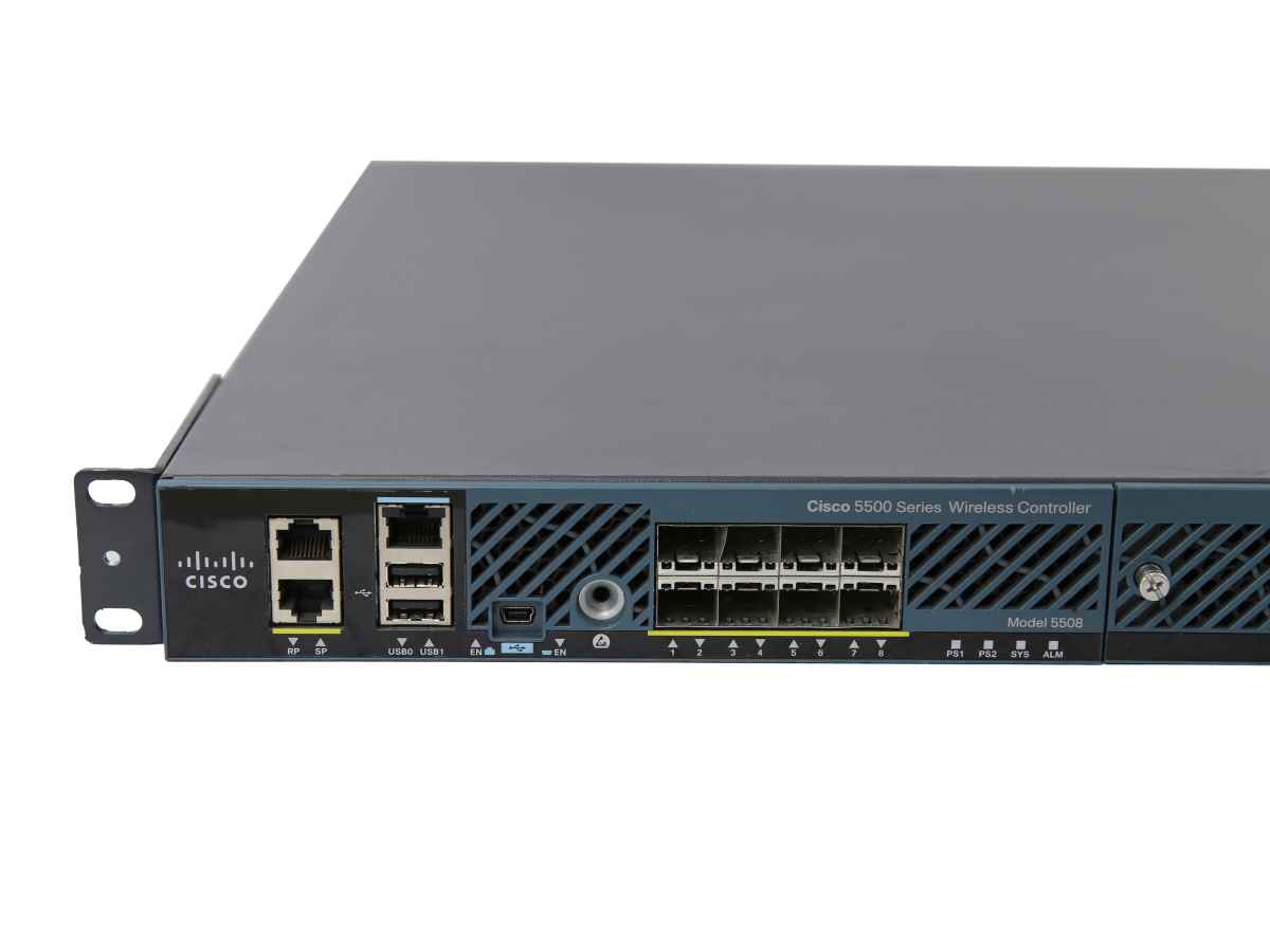 Cisco AIR-CT5508-K9 8-Port Gigabit Ethernet WLAN Controller 1x PSU Cisco AIR-CT5508-K9 8-Port Gigabit Ethernet WLAN Controller 2 x PSU (12 AP Lizenziert)