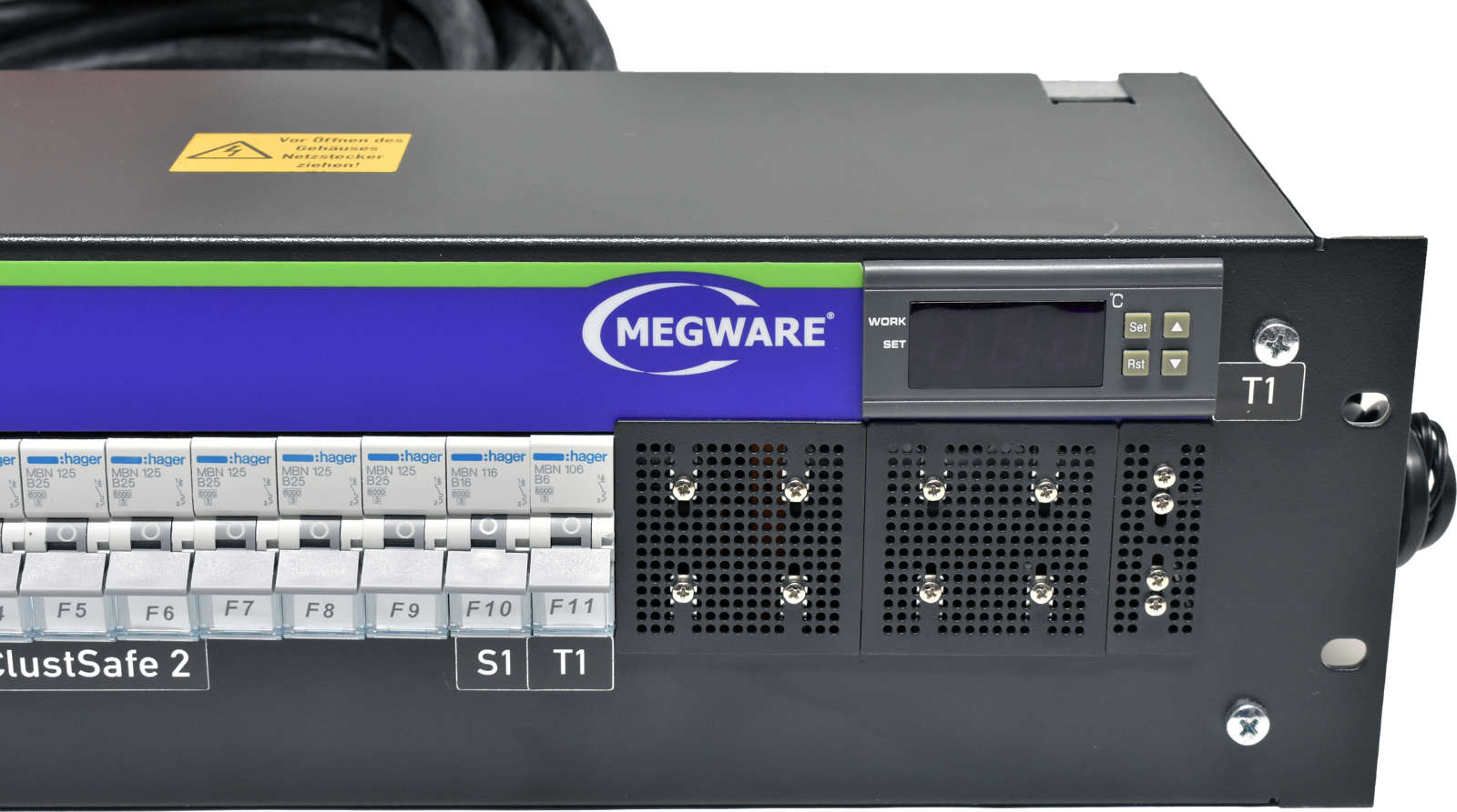 MEGWARE RackSecure PDU 3U 3x 32A Typ 132002 + APSA Steckdosenleiste D7000 8-fach