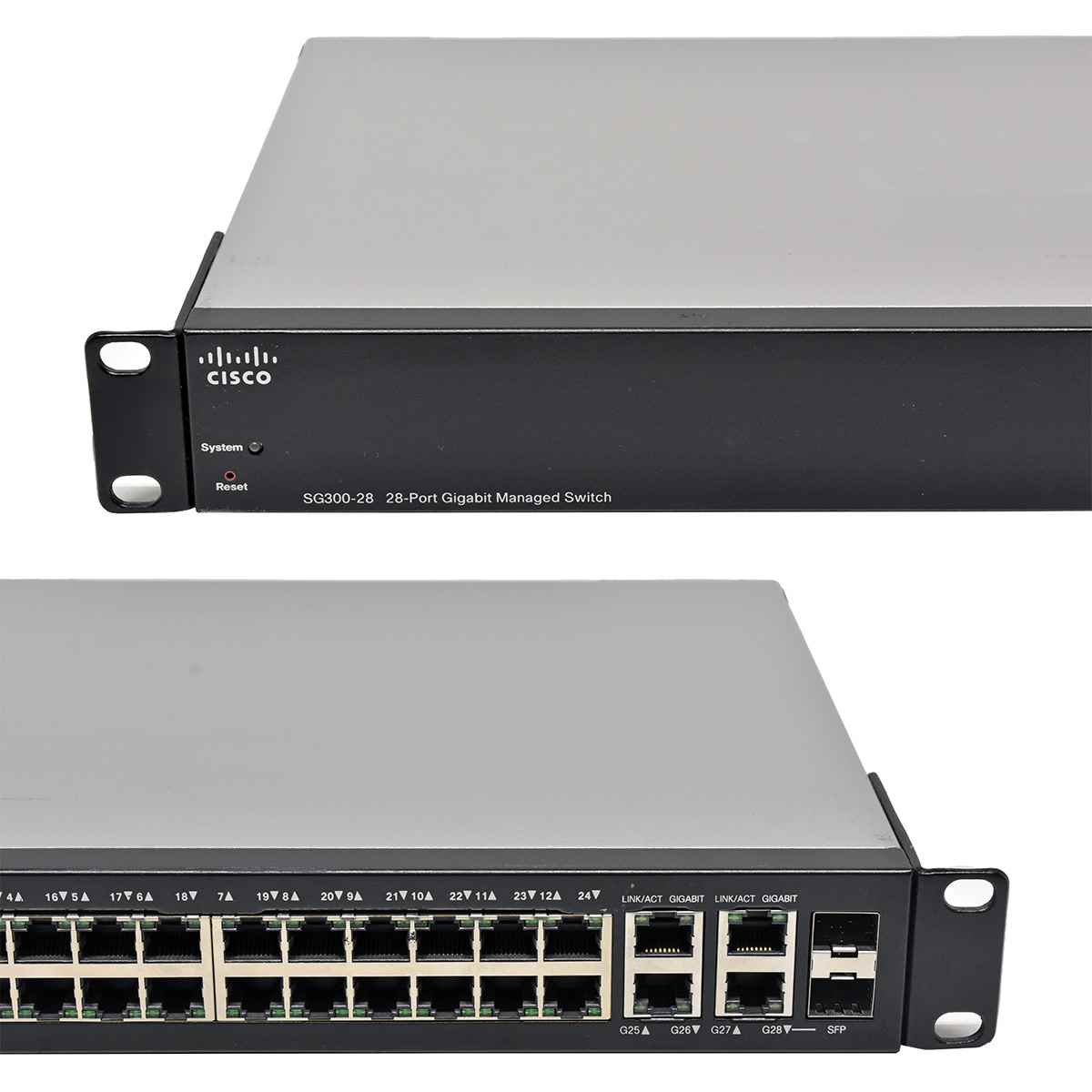Cisco SG300-28 28-Port RJ-45 GE Switch SRW2024-K9 2x SFP Rack Ears