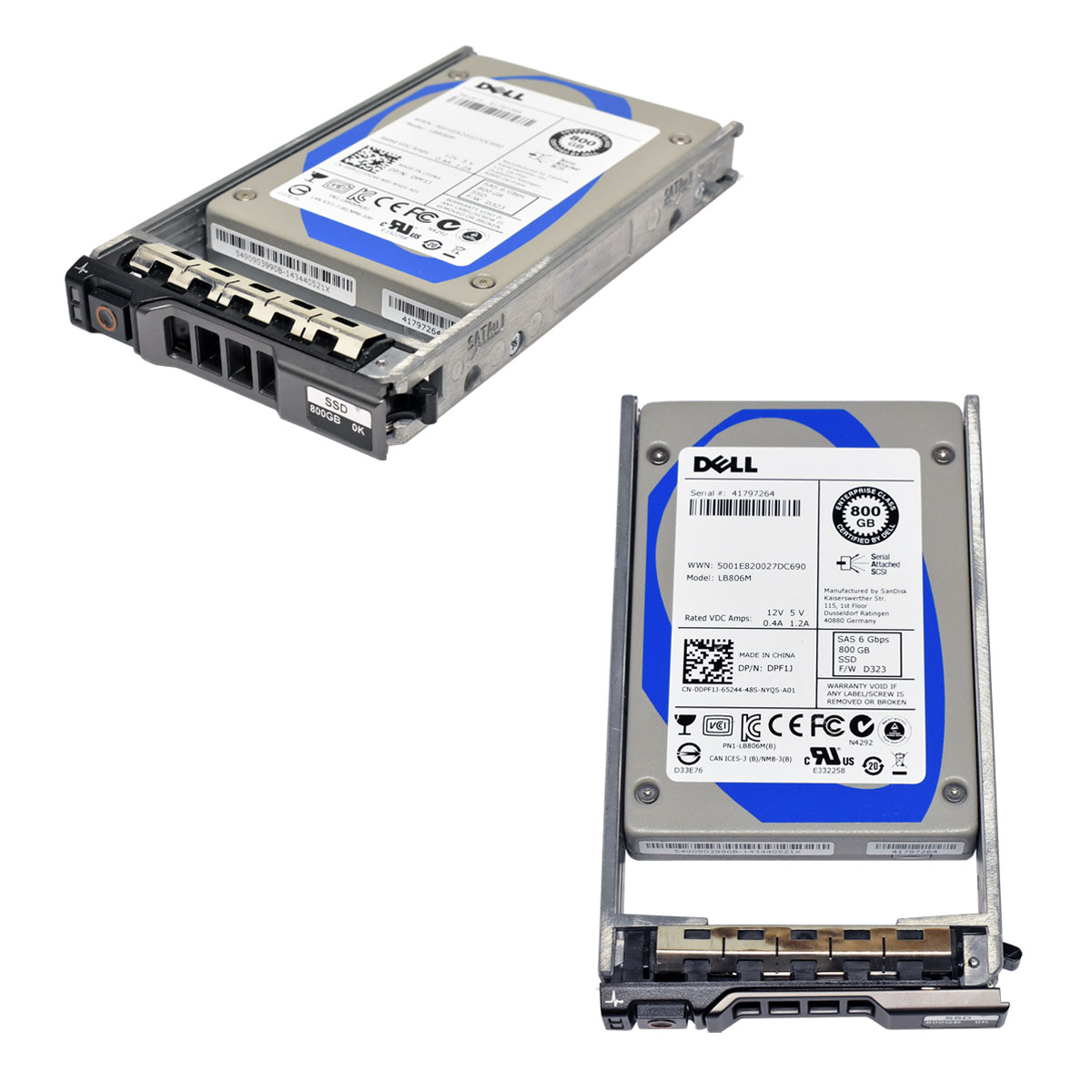 Dell 800GB 2.5" SATA SSD LB806M PN: DPF1J mit Rahmen