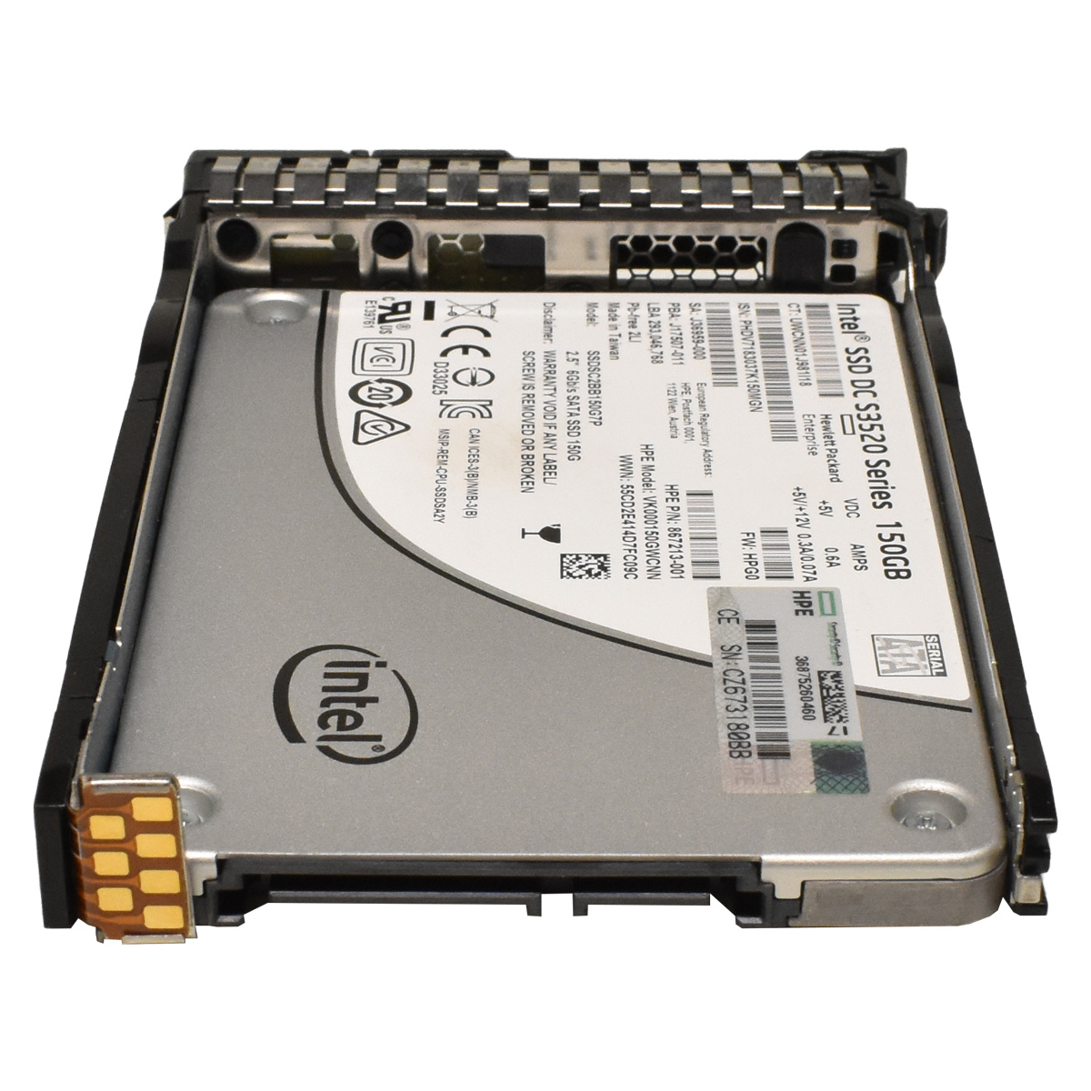 HP 150 GB 2.5“ 6Gbps SATA SSD Festplatte SSDSC2BB150G7P 869575-001 mit Rahmen HP 150GB 2.5" 6G SATA SSD SSDSC2BB150G7P 869575-001 HP G8 G9 G10