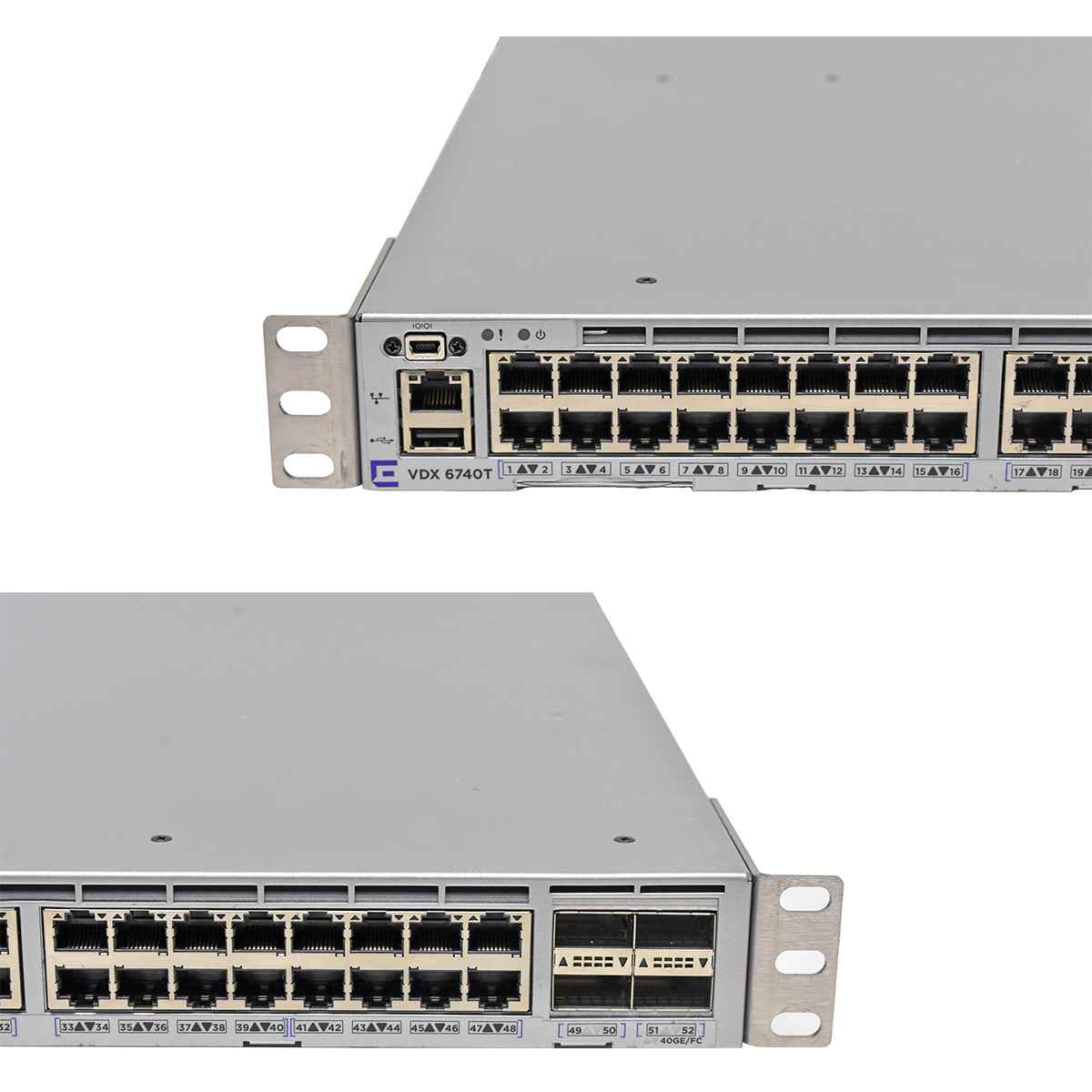 Extreme VDX 6740T XBR-VDX6740T-24-F 48-Port 10G RJ-45 Ethernet Switch 4x 40G QSFP+ Rack Ears Extreme VDX 6740T XBR-VDX6740T-24-F 48-Port 10G RJ-45 Ethernet Switch 4x 40G QSFP+ Rack Ears