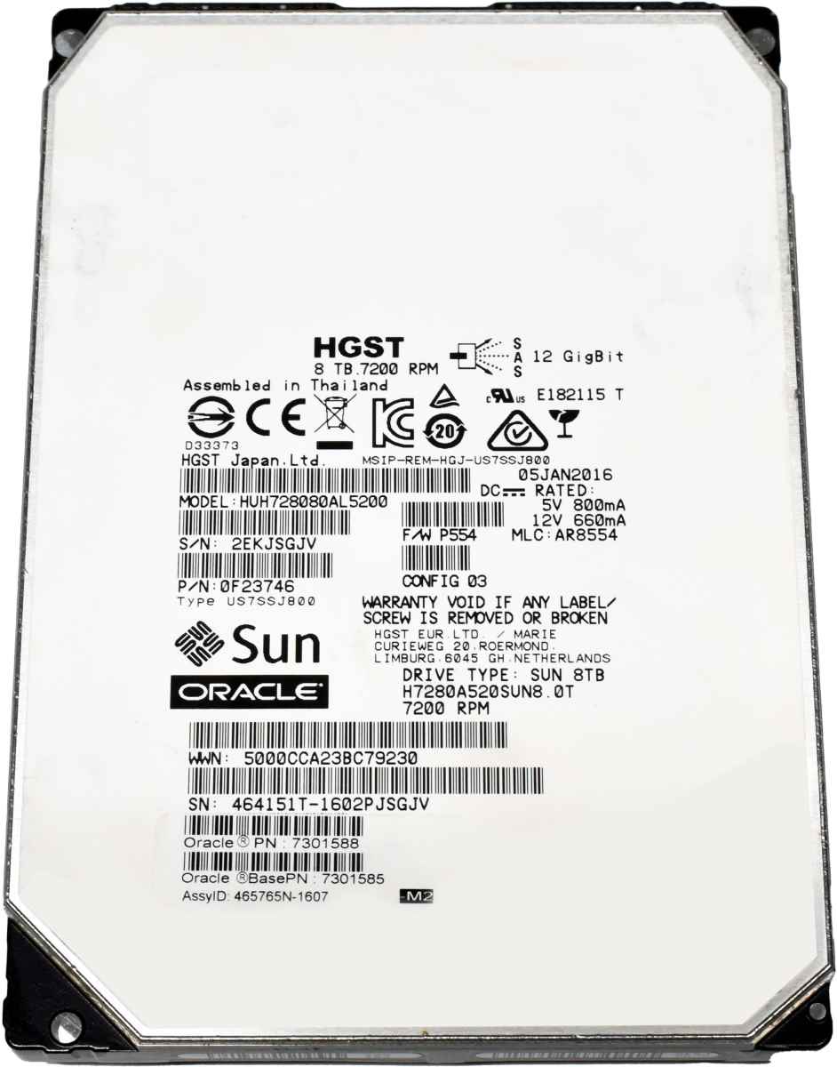 HGST Sun Oracle 8TB 3,5" SAS 12G 7,2K HDD Festplatte HUH728080AL5200 0F23746 HGST Sun Oracle 8TB 3,5" SAS 12G 7,2K HDD Festplatte HUH728080AL5200 0F23746