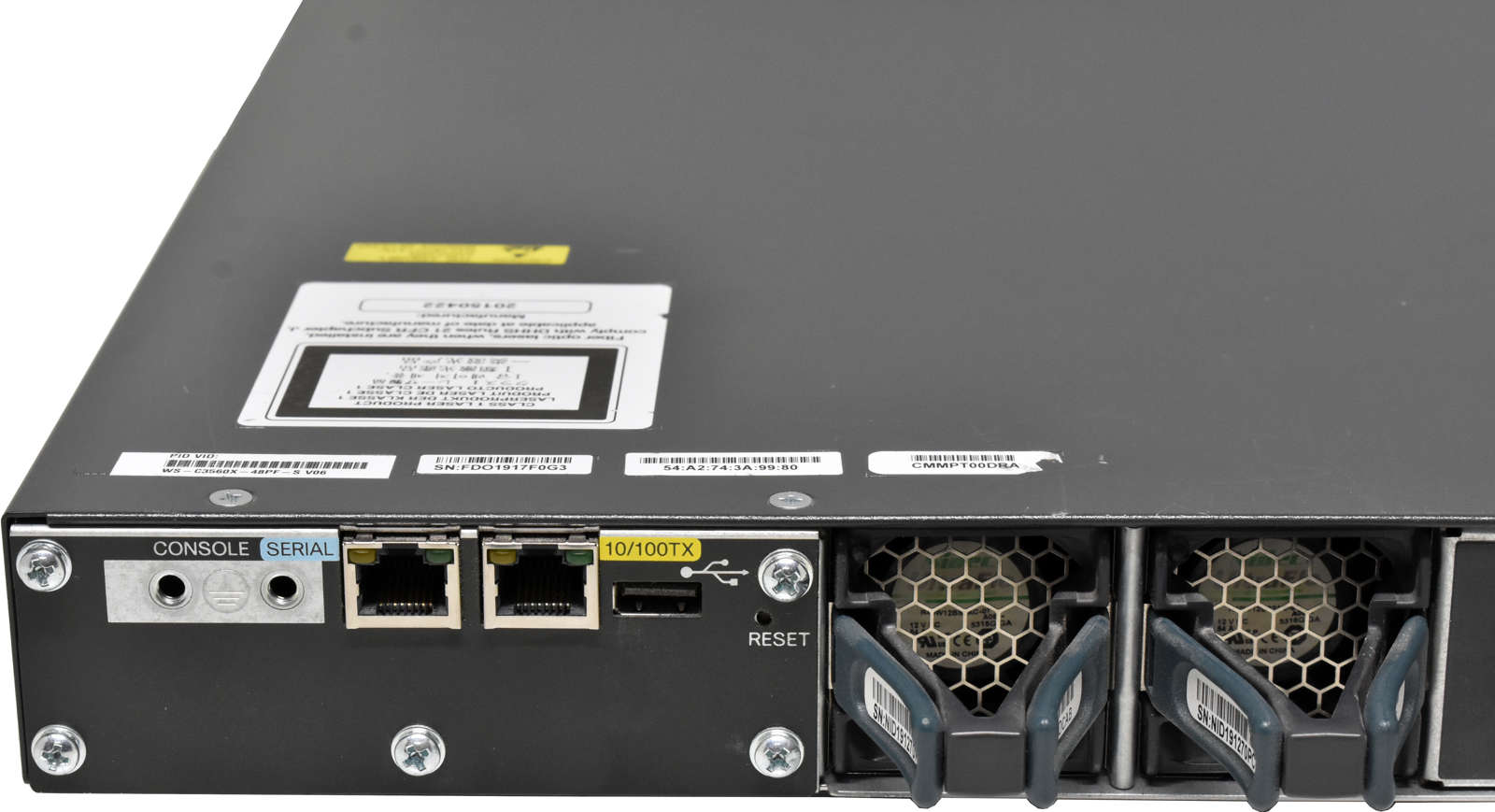 Cisco Catalyst WS-C3560X-48PF-S 48-Port RJ-45 PoE+ GE Switch +C3KX-NM-1G 1x PSU