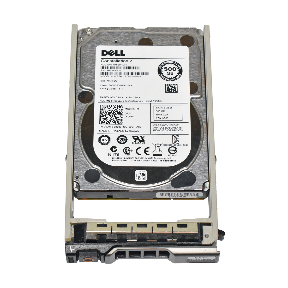 Dell Seagate 500GB 2.5" 7.2K 6G SATA HDD Festplatte ST9500620NS 0609Y5 Server Storage