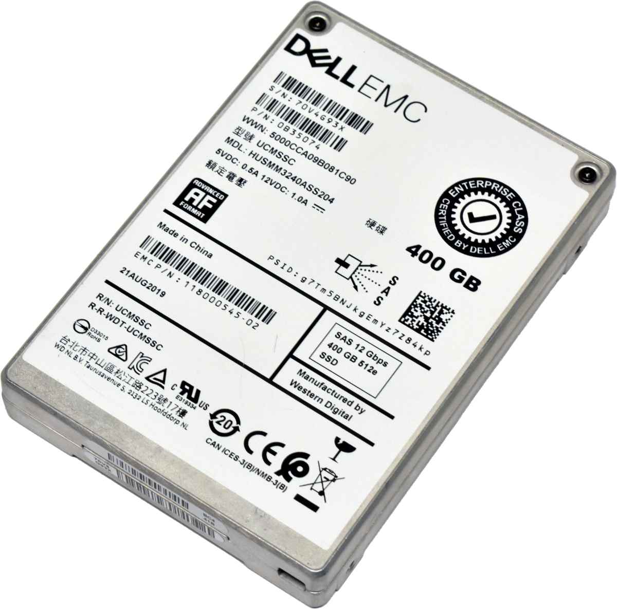 Dell EMC WD 400GB 118000545-02 HUSMM3240ASS204 2.5" 12G SAS SSD Dell EMC WD 400GB 118000545-02 HUSMM3240ASS204 2.5" 12G SAS SSD