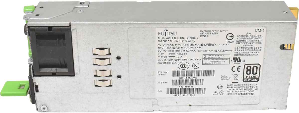 Fujitsu Platinum Power Supply Gen2 450W DPS-460DB-9A A3C40175929 S26113-E575-V53 Fujitsu Platinum Power Supply Gen2 450W DPS-460DB-9A A3C40175929 S26113-E575-V53