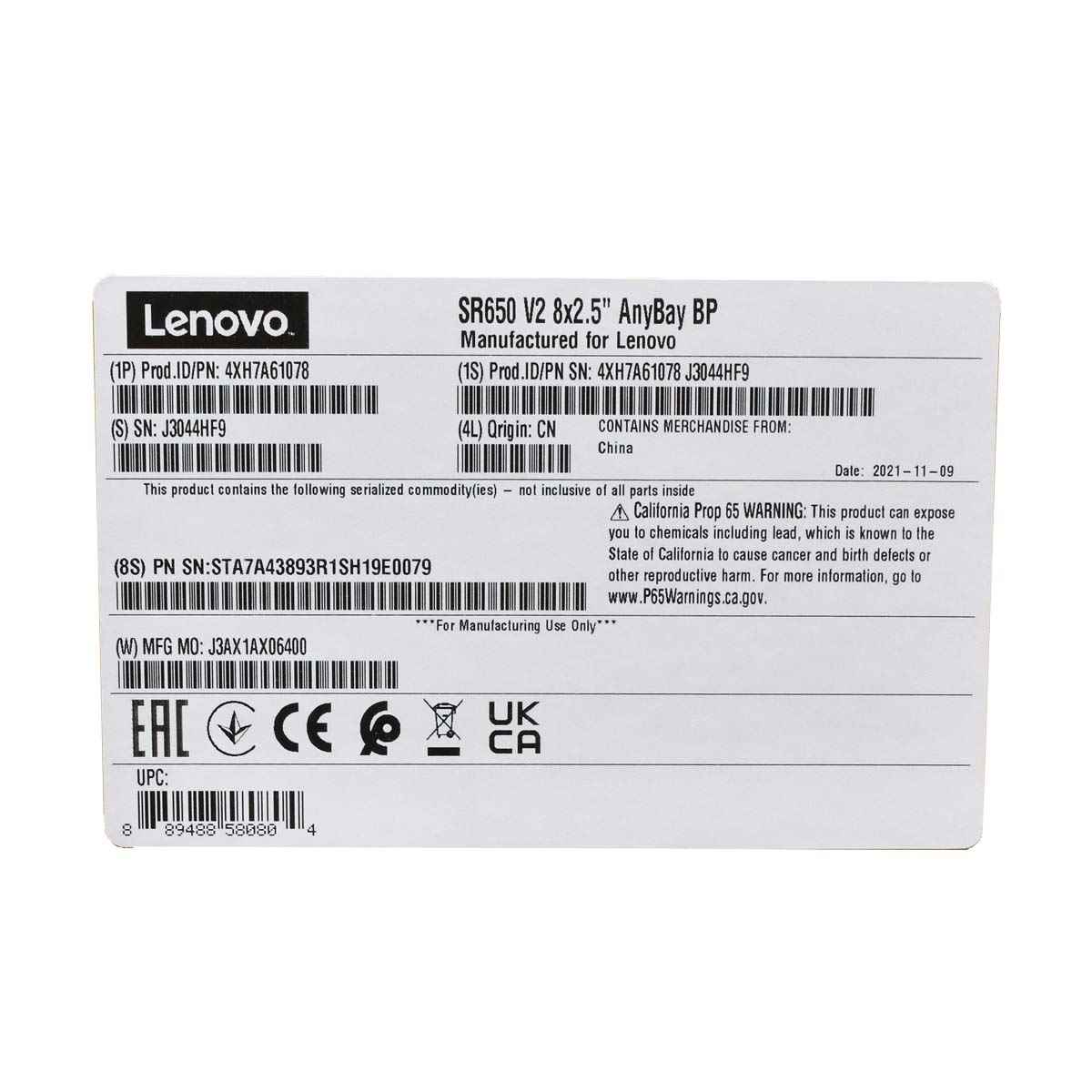 Lenovo ThinkSystem SR650 V2 8x2.5" AnyBay Backplane Kit 4XH7A61078 NEW NEU Lenovo ThinkSystem SR650 V2 8x2.5" AnyBay Backplane Kit 4XH7A61078 NEW NEU