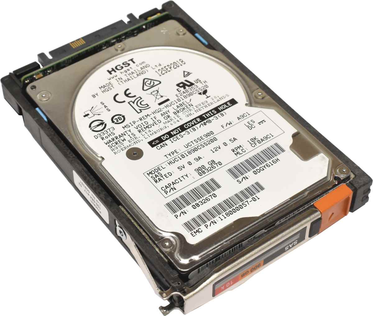EMC HGST 900GB 2.5" 10K 6G SAS HDD Festplatte HUC101890CSS200 0B32670 118000057-01 mit EMC Rahmen EMC HGST 900GB 2.5" 10K 6G SAS HDD Festplatte HUC101890CSS200 0B32670 118000057-01 mit EMC Rahmen