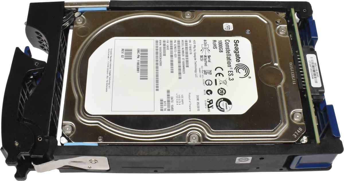EMC Seagate 1TB 3.5" 7.2K 6G SAS HDD Festplatte ST1000NM0023 9ZM273-031 mit Rahmen EMC Seagate 1TB 3.5" 7.2K 6G SAS HDD Festplatte ST1000NM0023 9ZM273-031 mit Rahmen