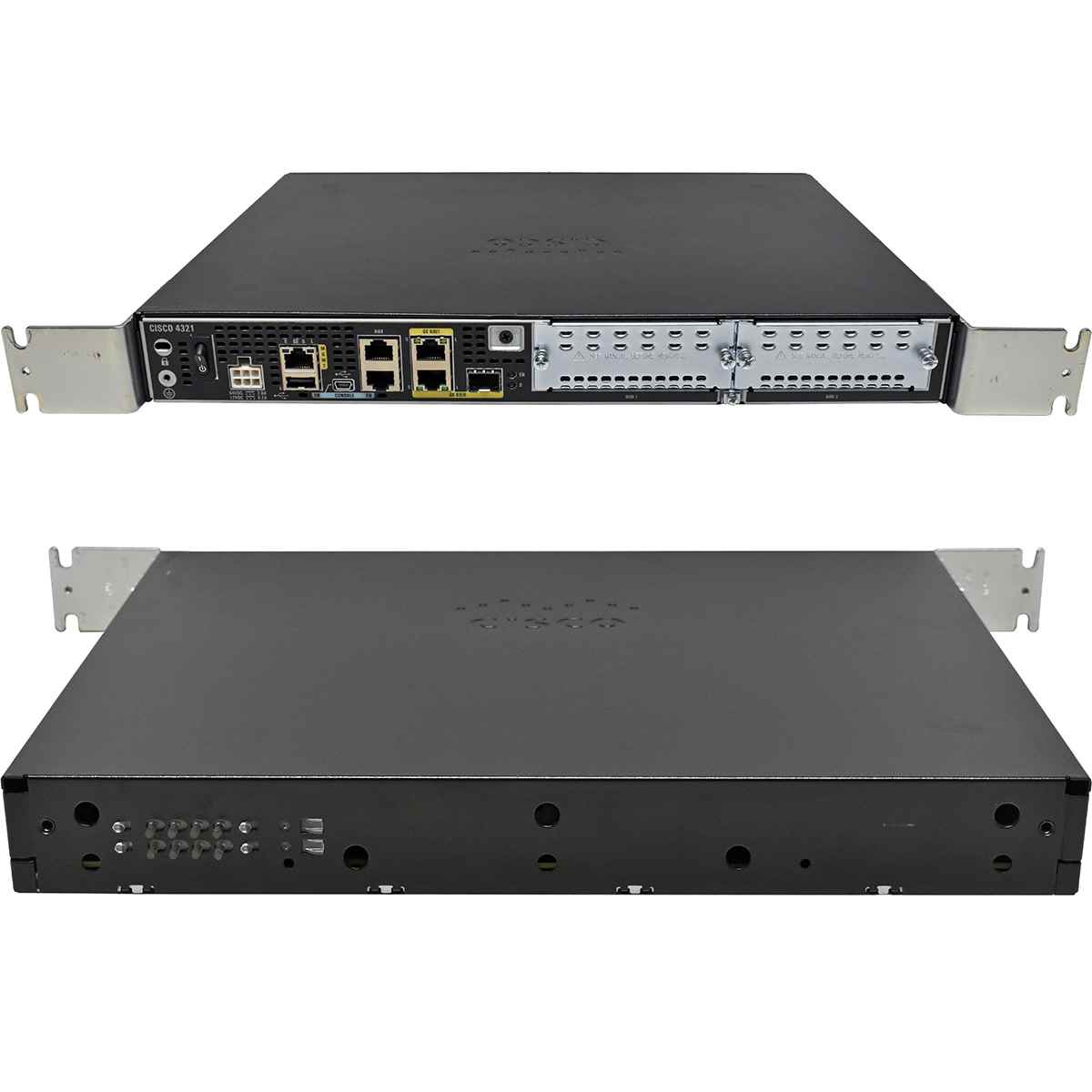 Cisco 4300 Series ISR4321/K9 GE Integrated Services Router no AC Adapter no Front Bezel + Rack Ears Cisco 4300 Series ISR4321/K9 GE Integrated Services Router no AC Adapter no Front Bezel + Rack Ears