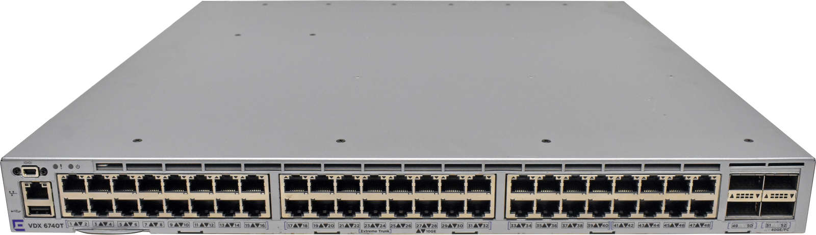 Extreme-VDX-6740T-XBR-VDX6740T-24-F-48-Port-10G-RJ-001.jpg Extreme VDX 6740T XBR-VDX6740T-24-F 48-Port 10G RJ-45 Ethernet Switch 4x 40G QSFP+