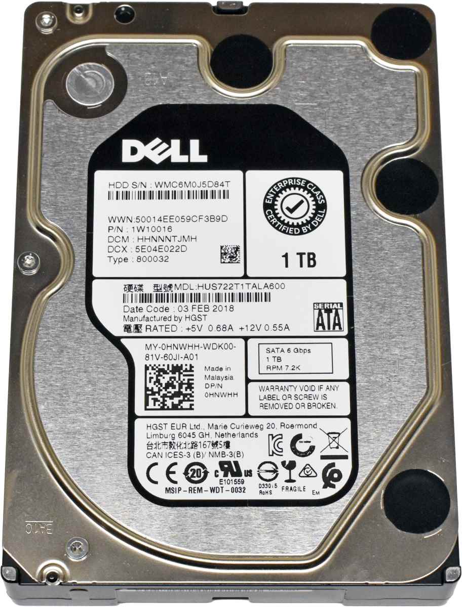 Dell EMC HUS722T1TALA600 0HNWHH 1TB 6G 3.5" 7.2K SATA HDD Dell EMC HUS722T1TALA600 0HNWHH 1TB 6G 3.5" 7.2K SATA HDD