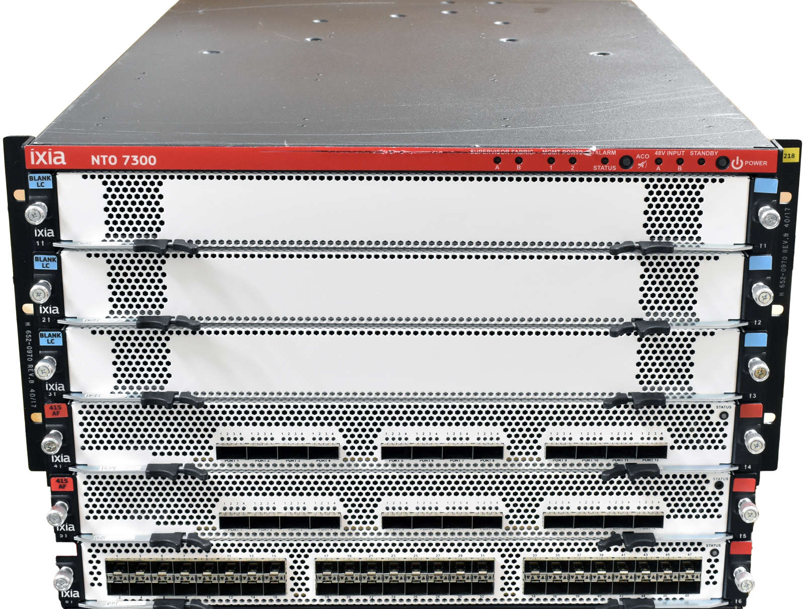 Ixia-NTO-7300-7U-Rack--48V-DC-2x-415AF-48Port-QSFP-001.jpg Ixia NTO 7300 7U Rack -48V DC 2x 415AF 48Port QSFP28 1x 212AF 48Port SFP+ 3x Blank LC 6x Fan