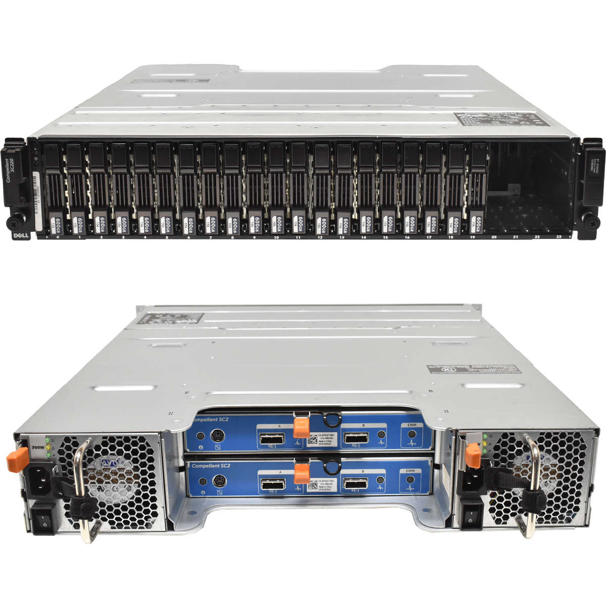 Dell-Compellent-Enclosure-SC220-2x-SAS-6G-Controll-003.jpg Dell Compellent Enclosure SC220 2x SAS 6G Controller 00TW47 20x 600GB HDD 2.5 SFF 2x PSU