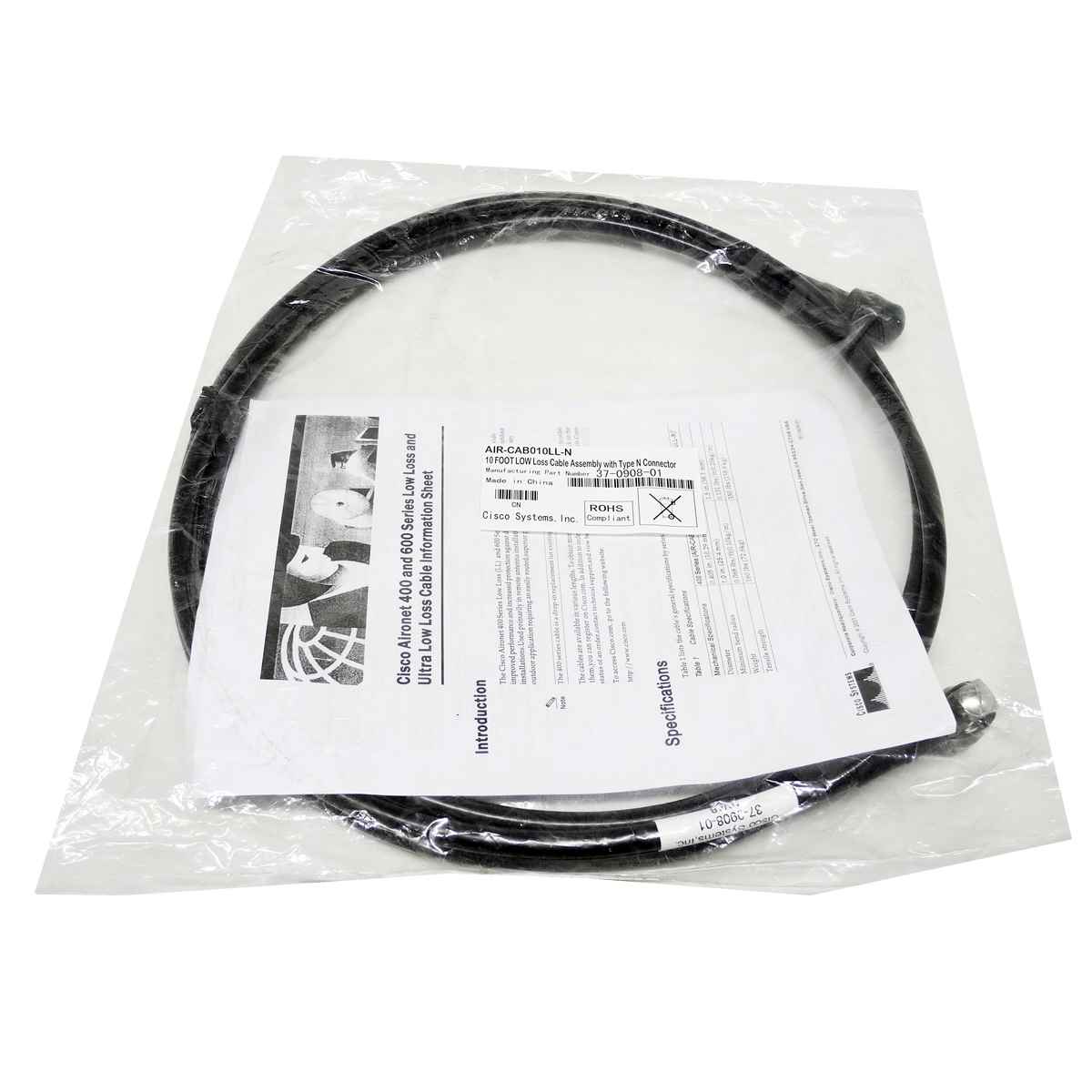 Cisco AIR-CAB010LL-N= 10Ft. Low-Loss Interconnect Antenne Kabel neu 37-0908-01 Cisco AIR-CAB010LL-N= 10Ft. Low-Loss Interconnect Antenne Kabel neu 37-0908-01