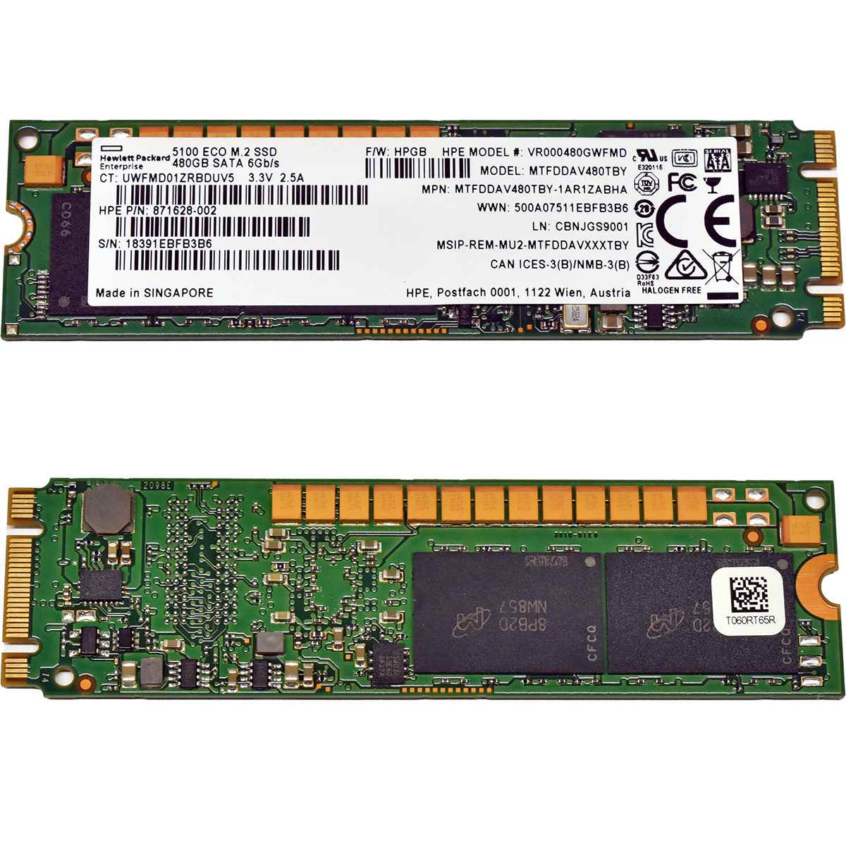 HP 5100 ECO MTFDDAV480TBY Solid State Drive (SSD) 480 GB M.2 SATA 871628-002 HP 5100 ECO MTFDDAV480TBY Solid State Drive (SSD) 480 GB M.2 SATA 871628-002